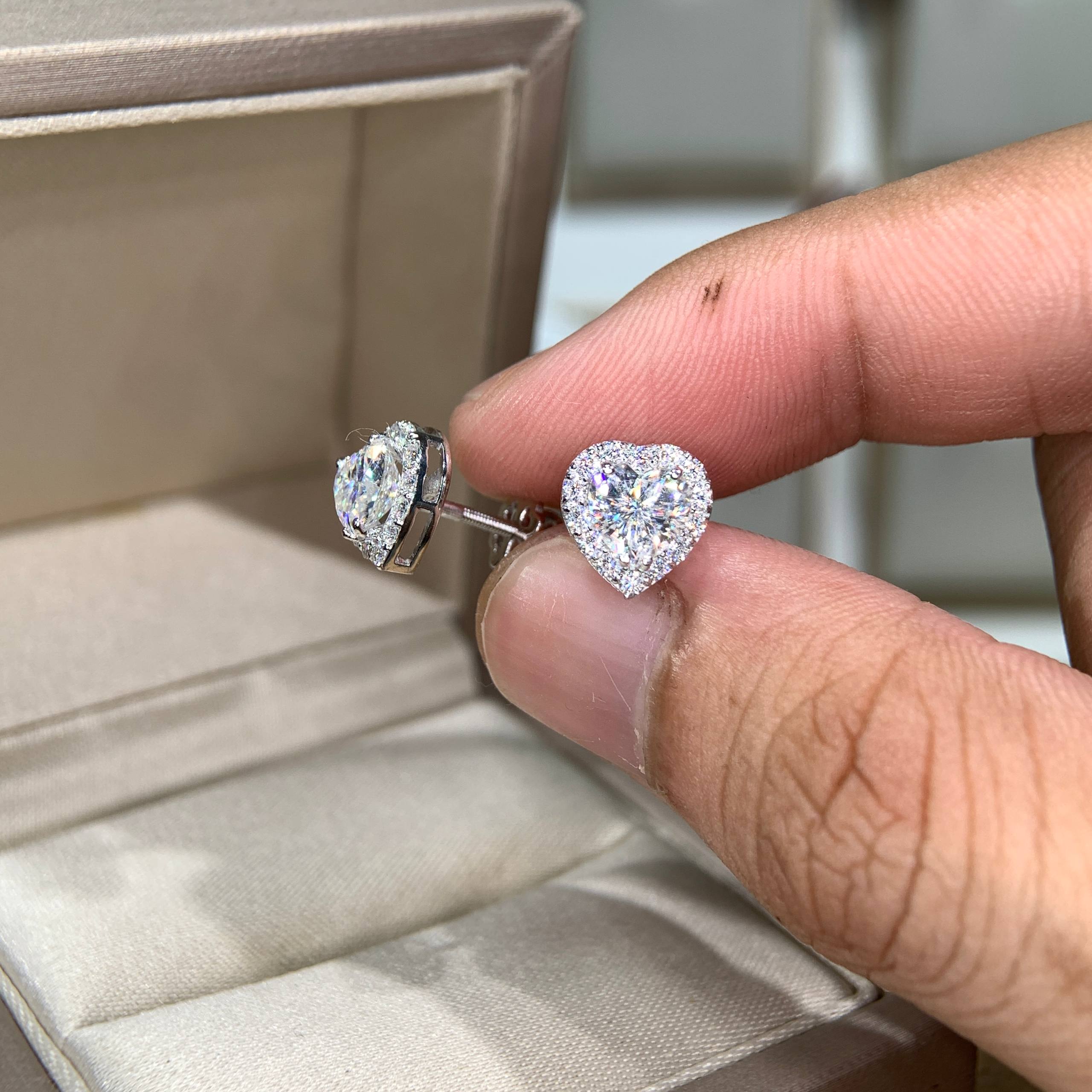 Bông tai kim cương Moissanite GRA (A156) - Ảnh 8