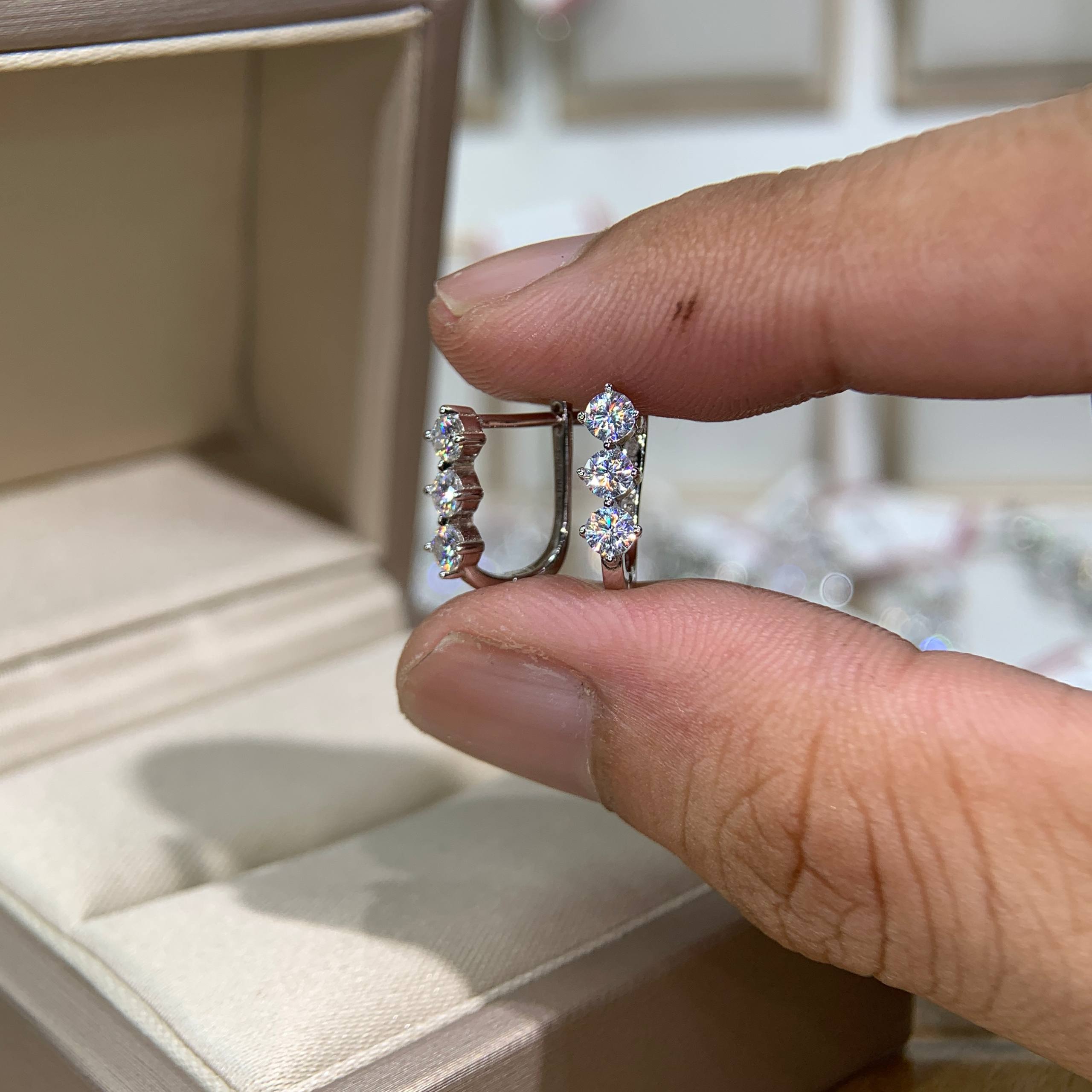 Bông tai kim cương Moissanite GRA (P15) - Ảnh 4