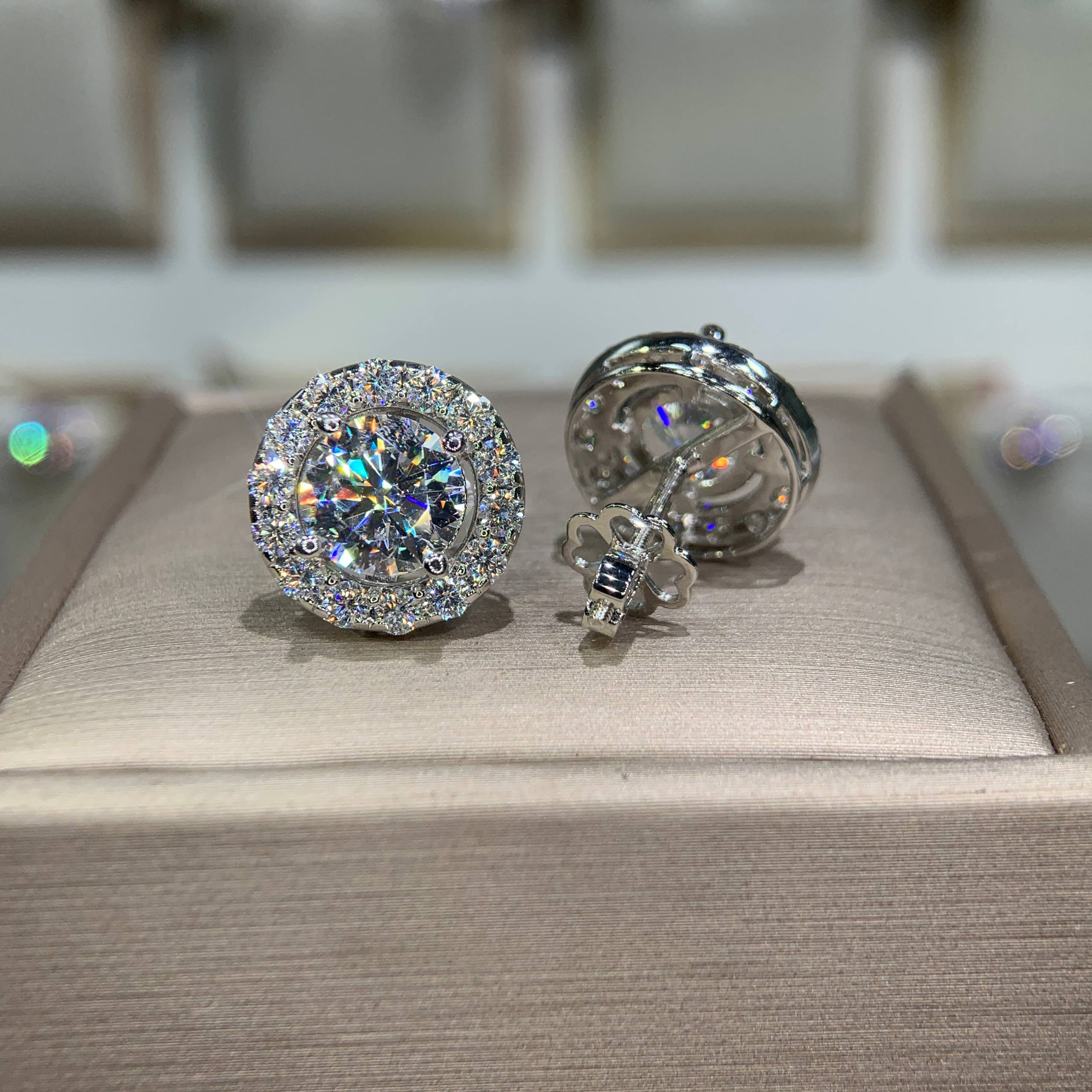 Bông tai kim cương Moissanite GRA (A602) - Ảnh 3