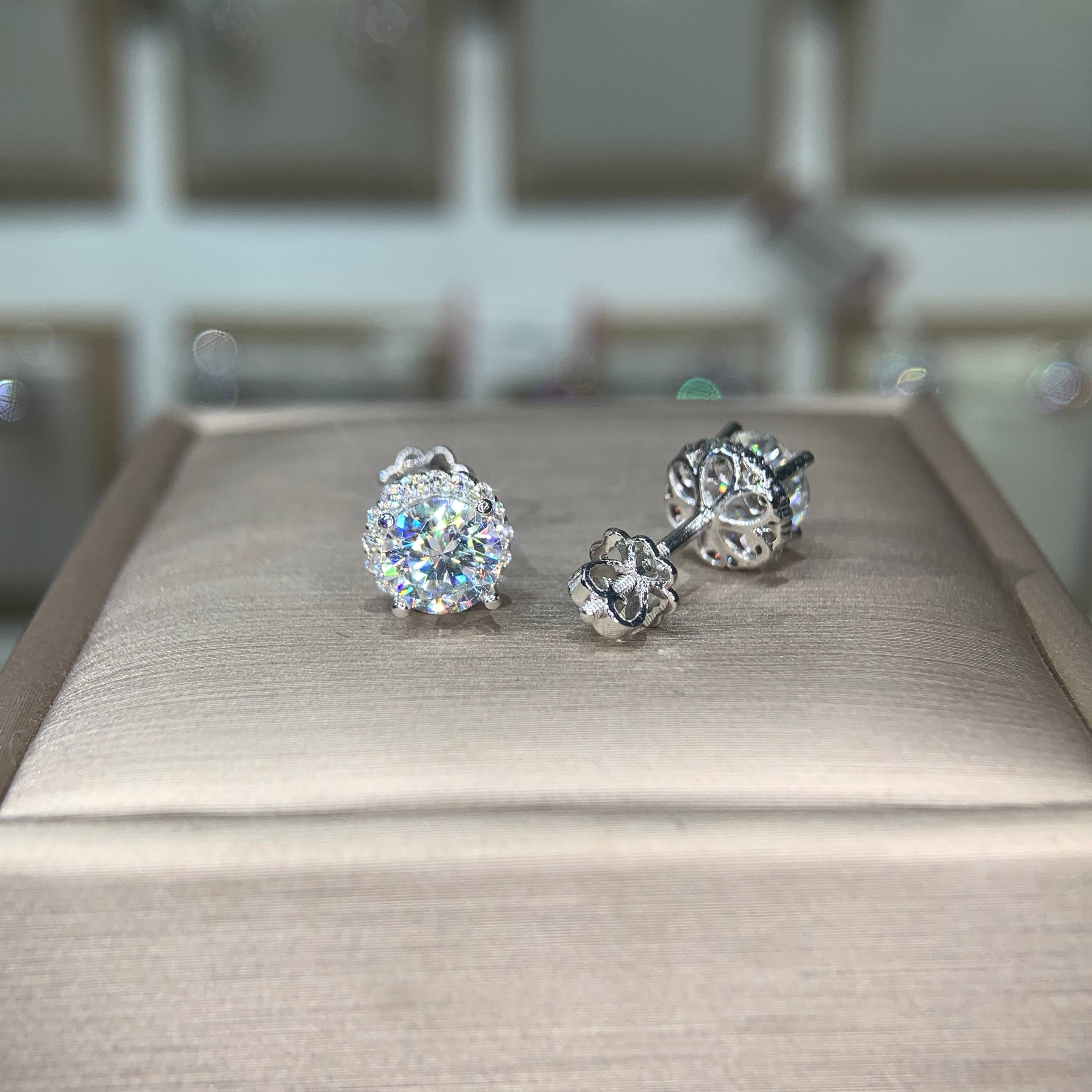 Bông tai kim cương Moissanite GRA (A053) - Ảnh 2