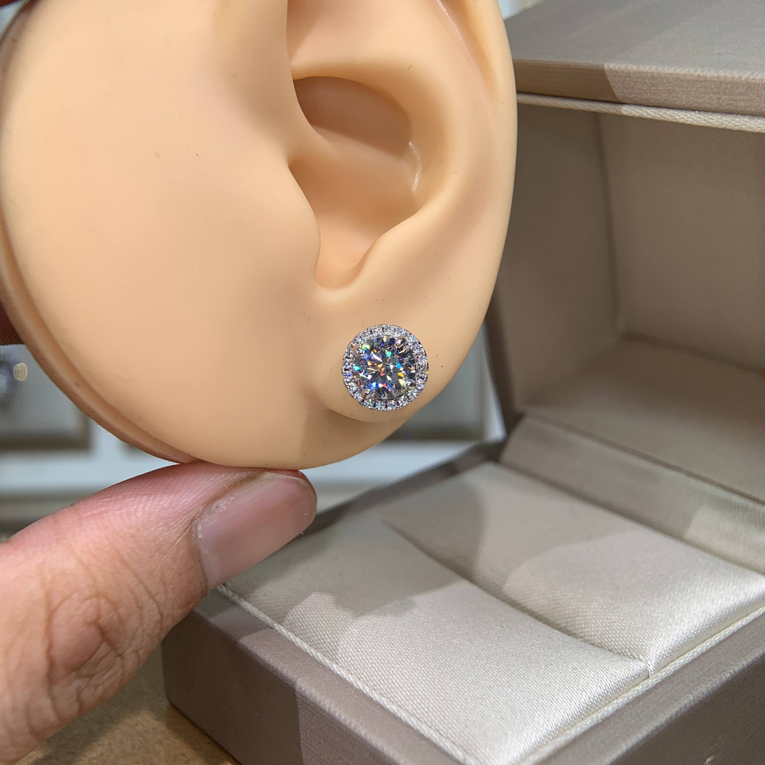 Bông tai kim cương Moissanite GRA (Y28) - Ảnh 6