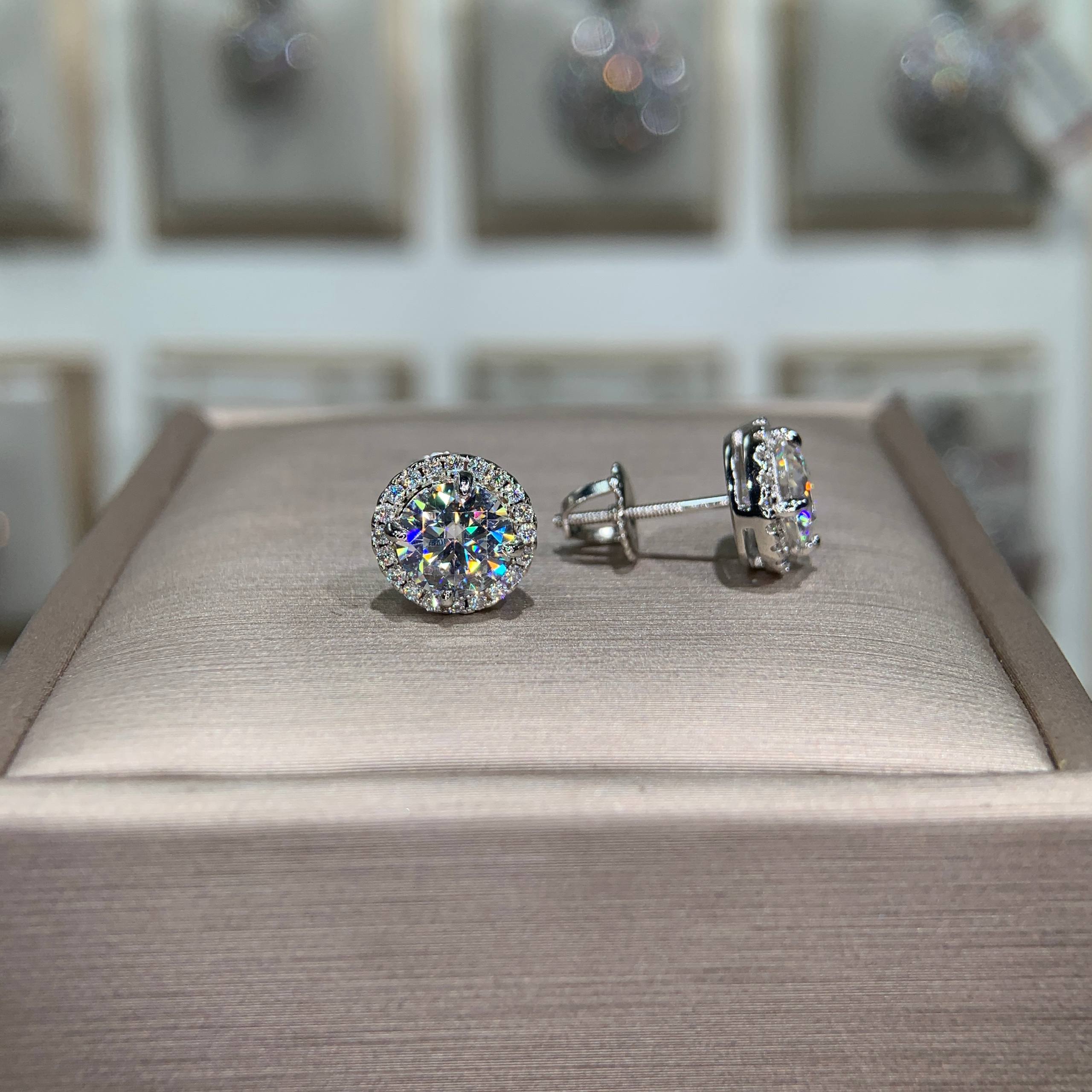 Bông tai kim cương Moissanite GRA (Y28) - Ảnh 2