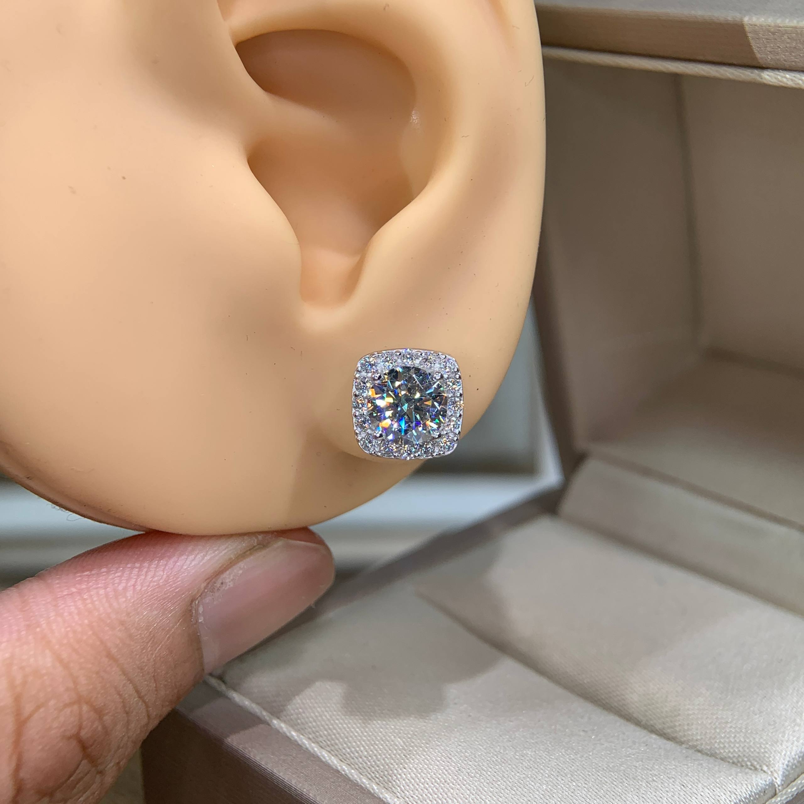 Bông tai kim cương Moissanite GRA (A107) - Ảnh 6