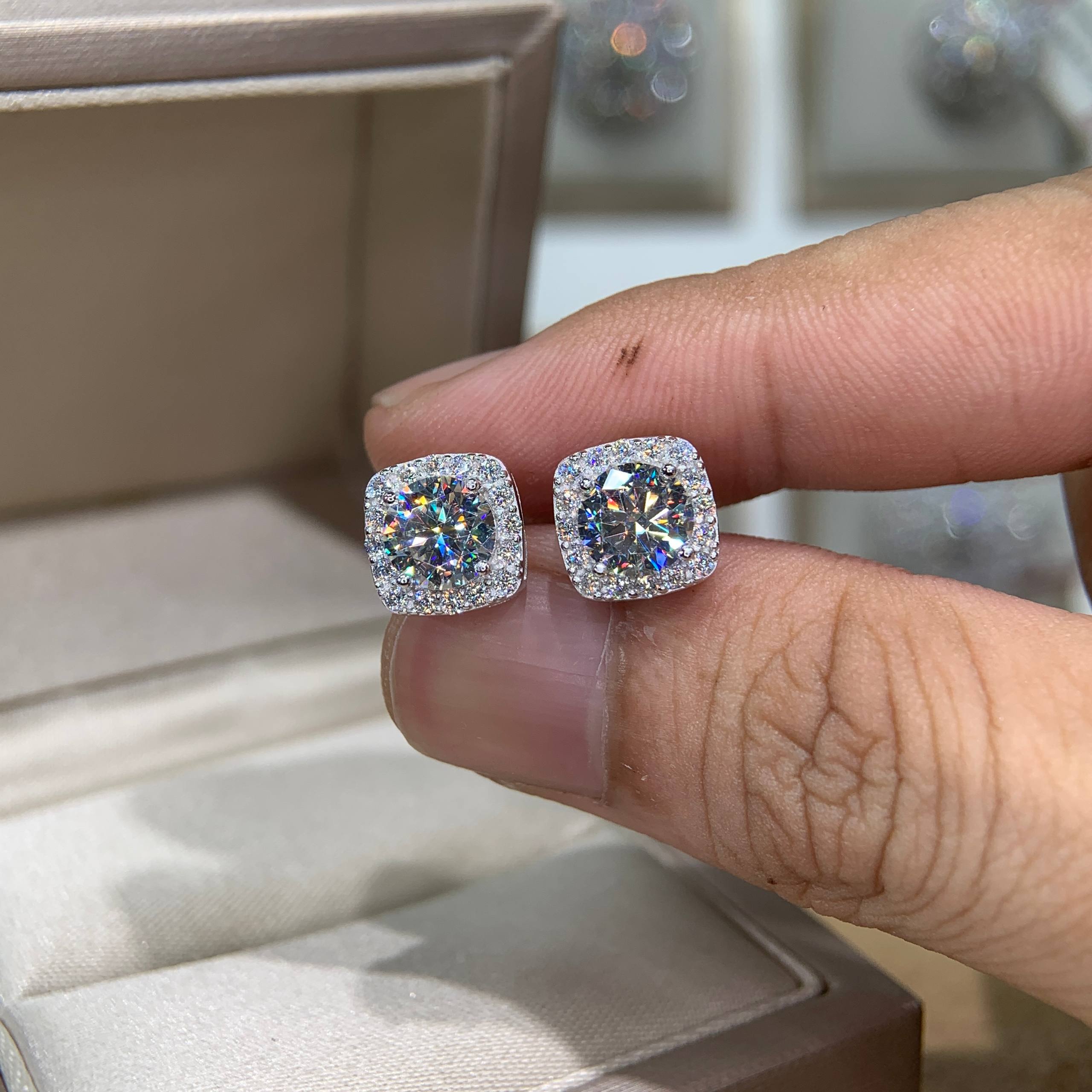Bông tai kim cương Moissanite GRA (A107) - Ảnh 4
