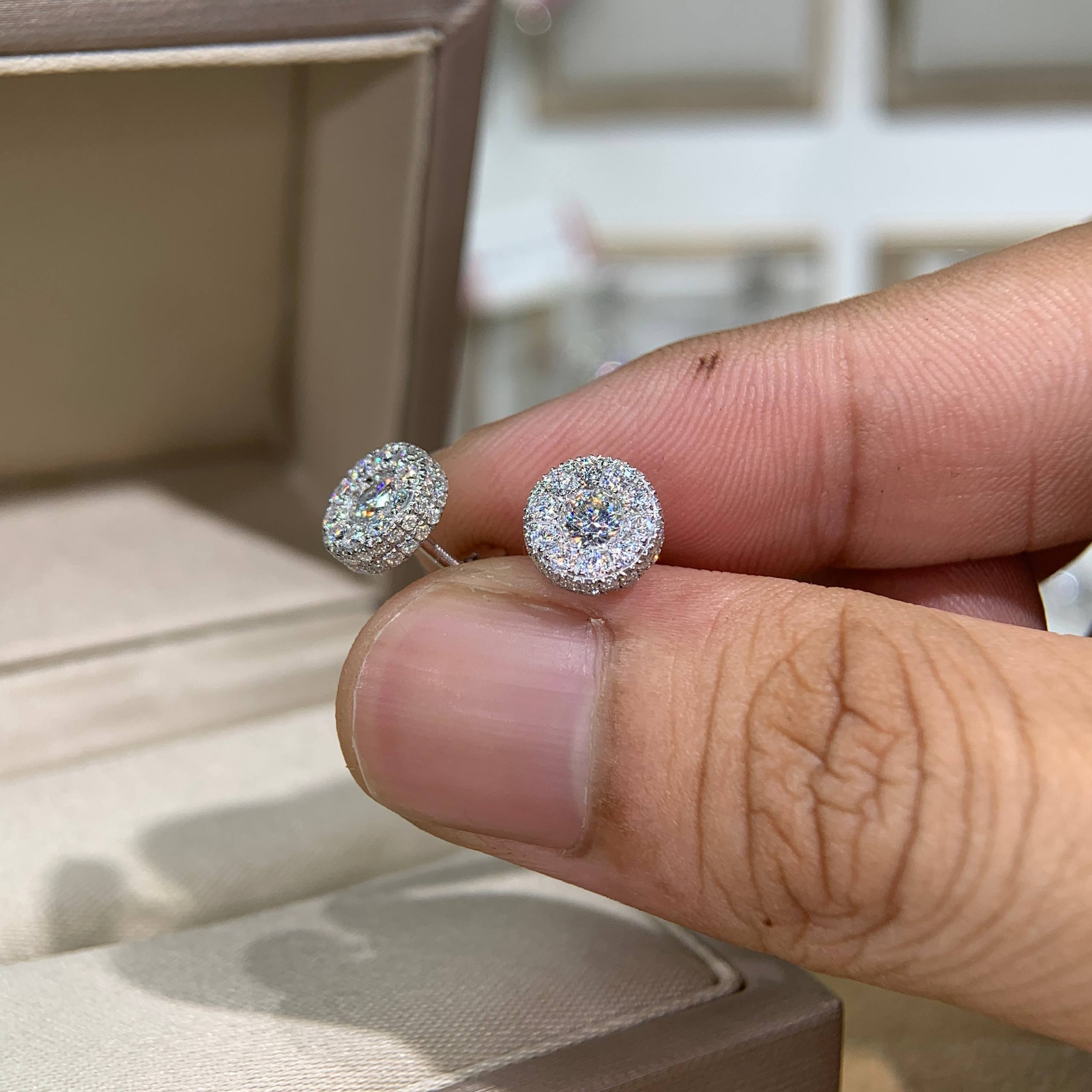 Bông tai kim cương Moissanite GRA (A025) - Ảnh 2