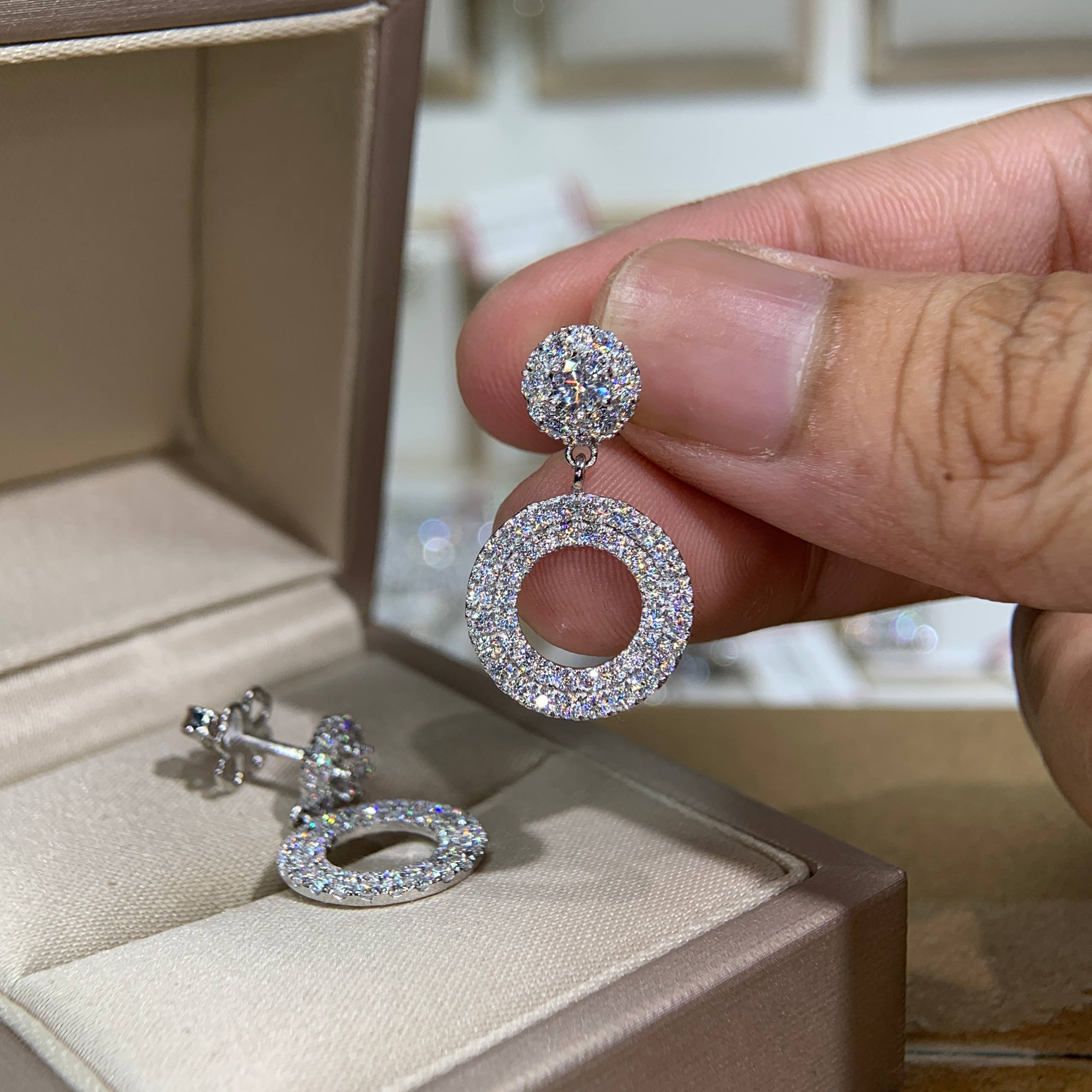 Bông tai kim cương Moissanite GRA (A337) - Ảnh 4