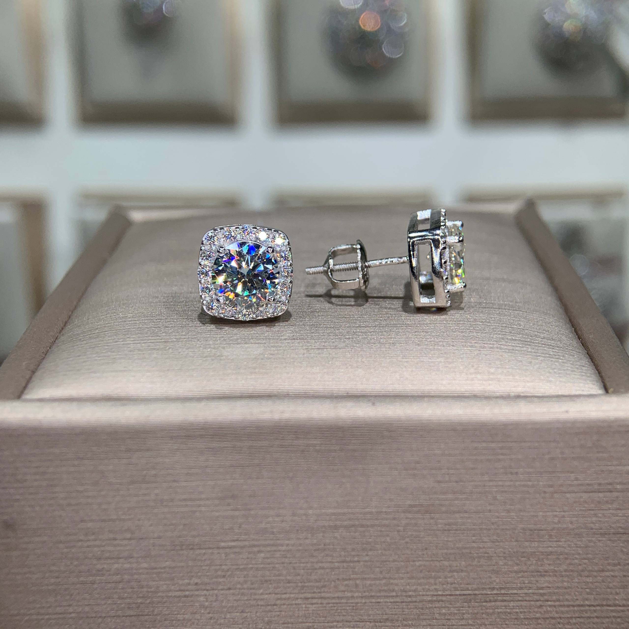 Bông tai kim cương Moissanite GRA (A107) - Ảnh 2