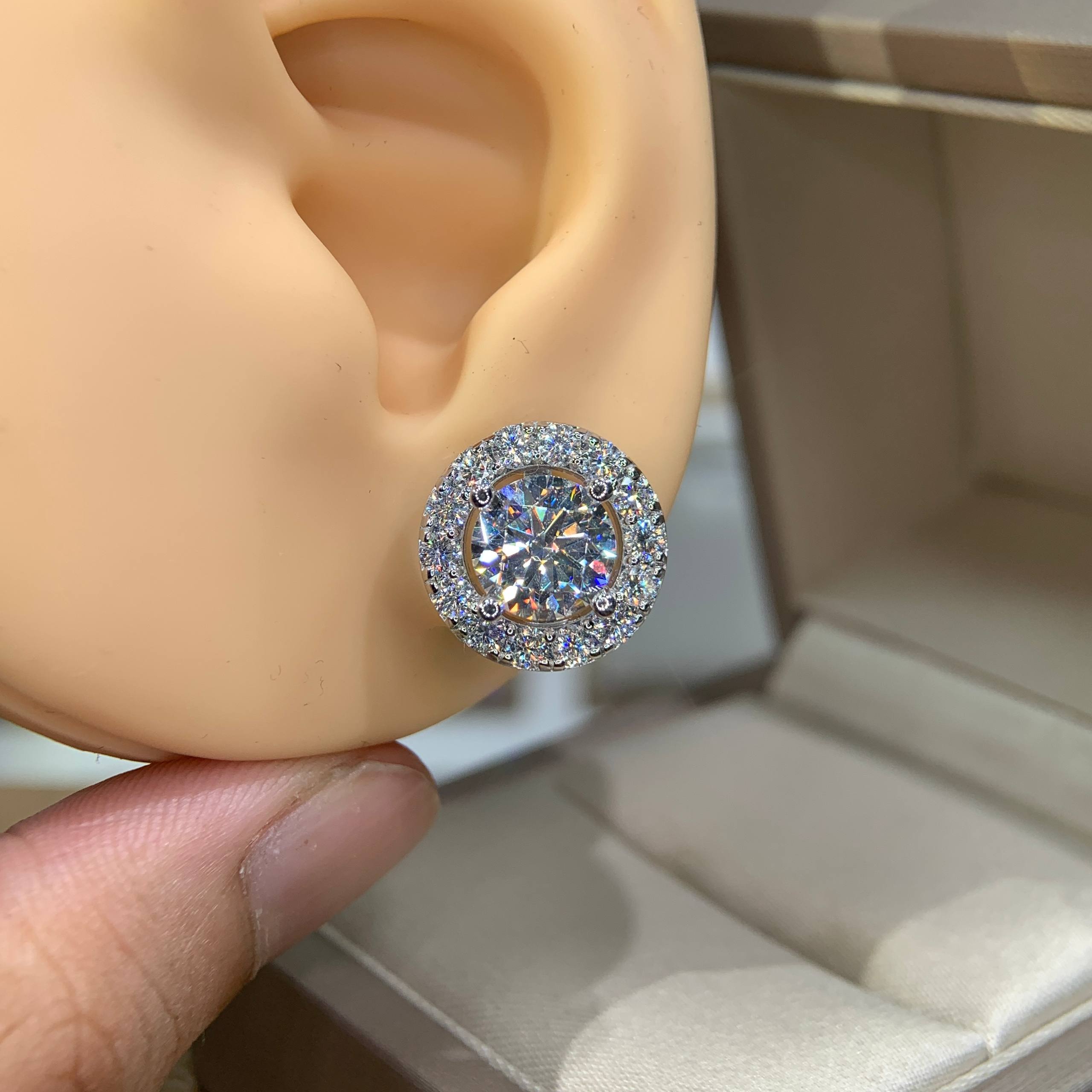 Bông tai kim cương Moissanite GRA (A602) - Ảnh 6