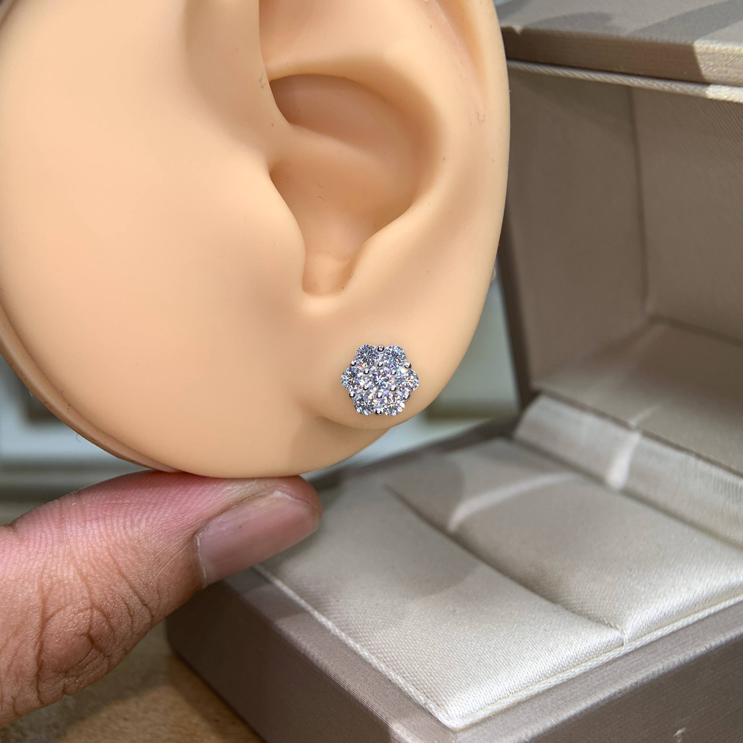 Bông tai kim cương Moissanite GRA (L49) - Ảnh 6
