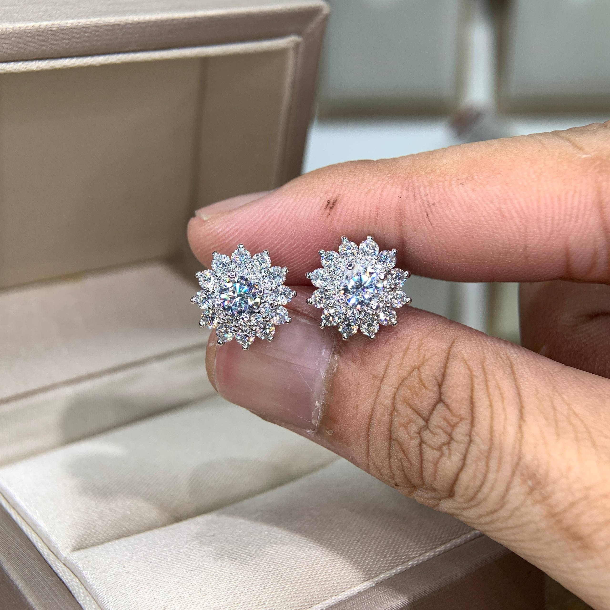 Bông tai kim cương Moissanite GRA (A218) - Ảnh 3