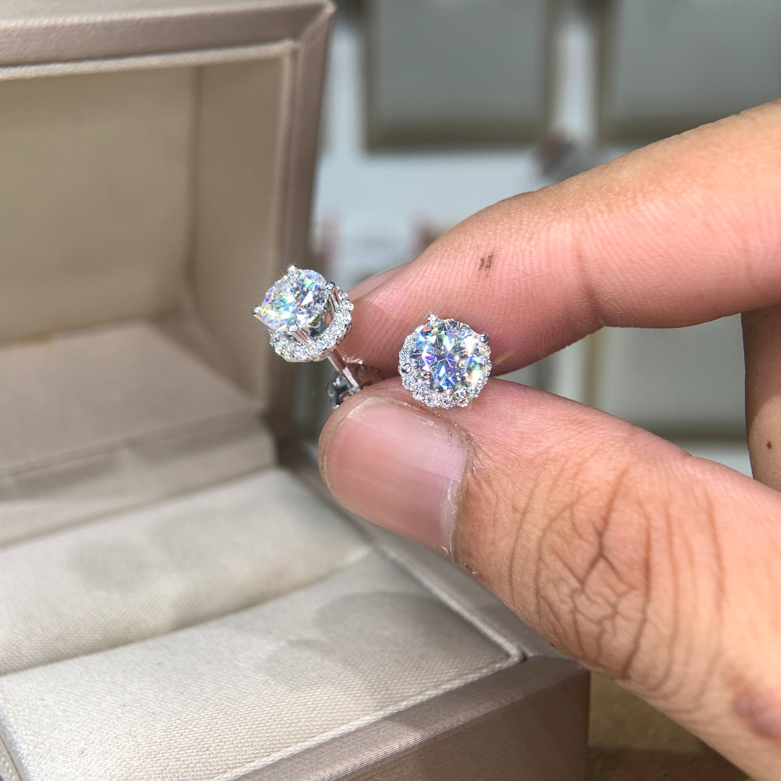 Bông tai kim cương Moissanite GRA (A053) - Ảnh 6