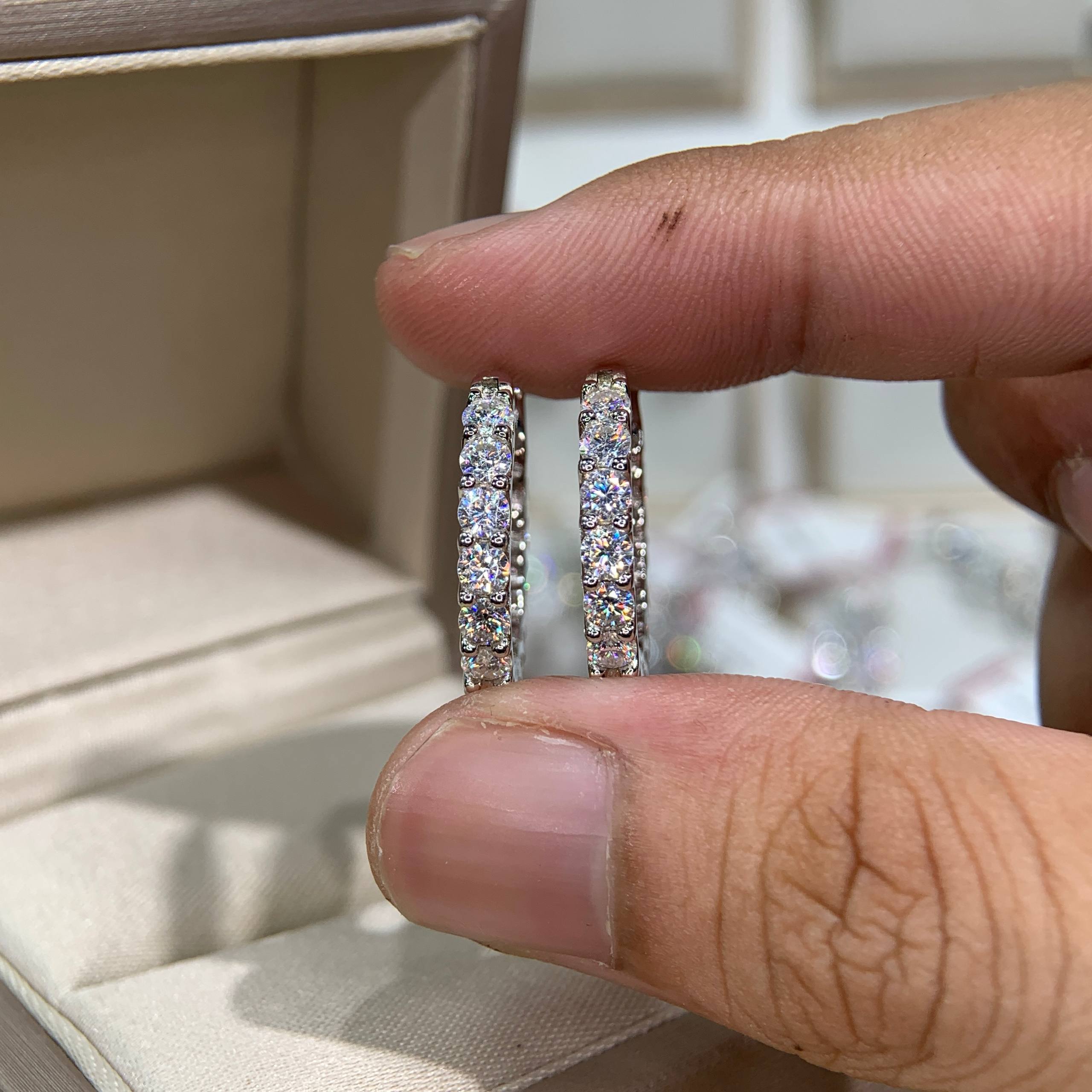 Bông tai kim cương Moissanite GRA (A083) - Ảnh 4