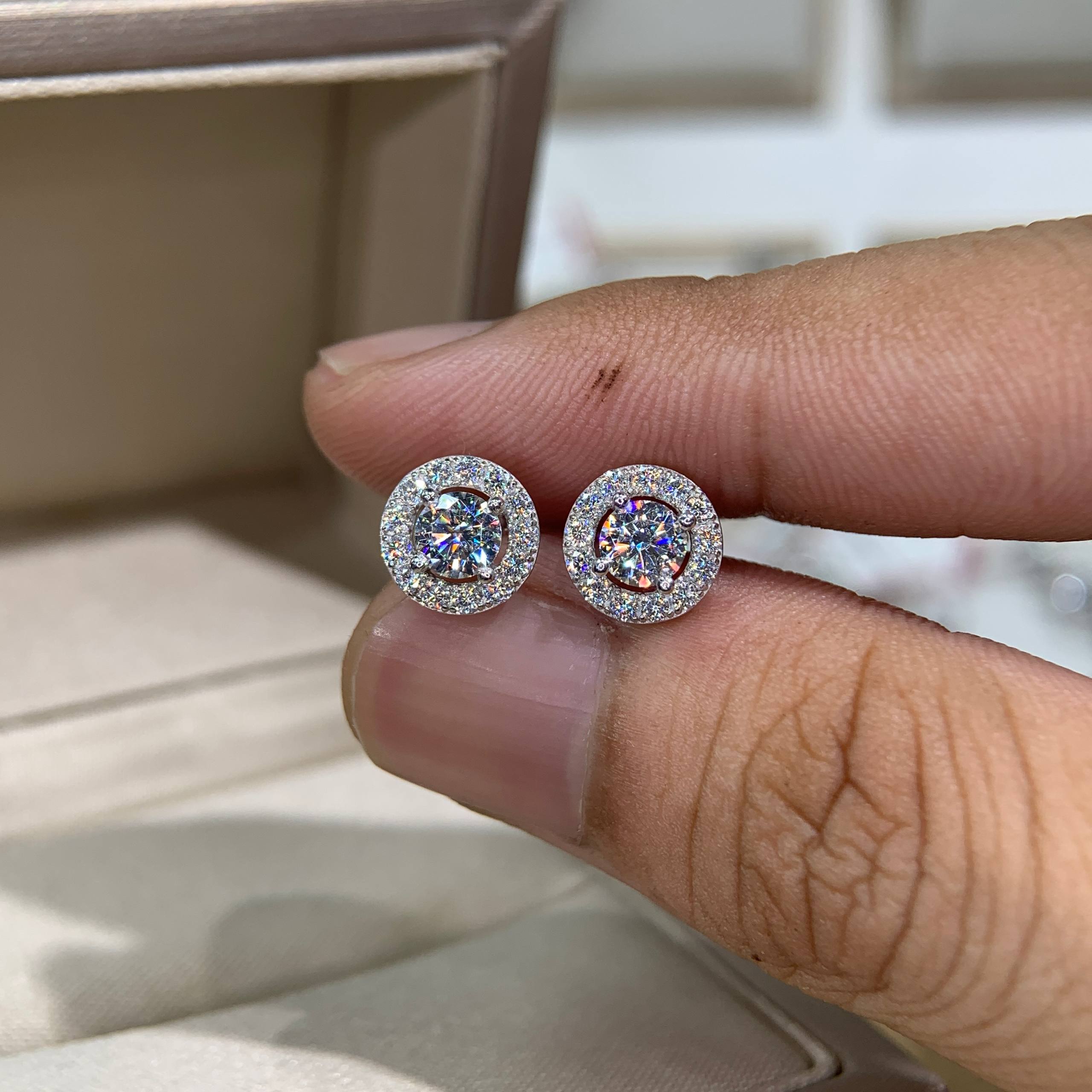 Bông tai kim cương Moissanite GRA (Y67) - Ảnh 2