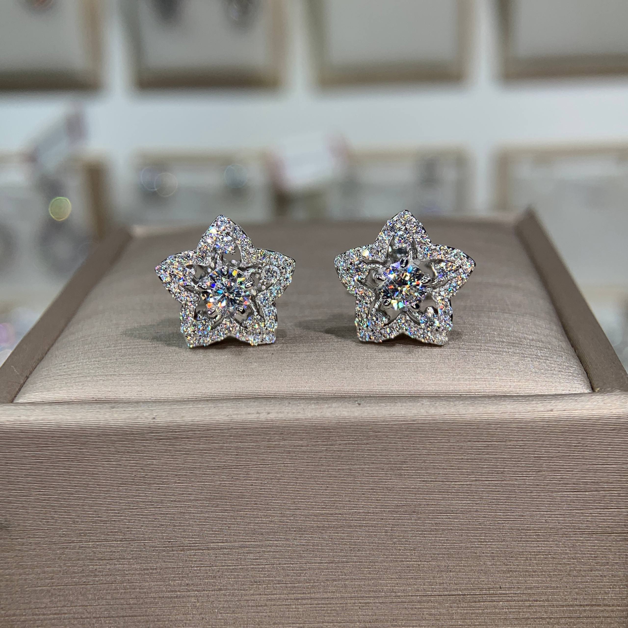 Bông tai kim cương Moissanite GRA (A133)