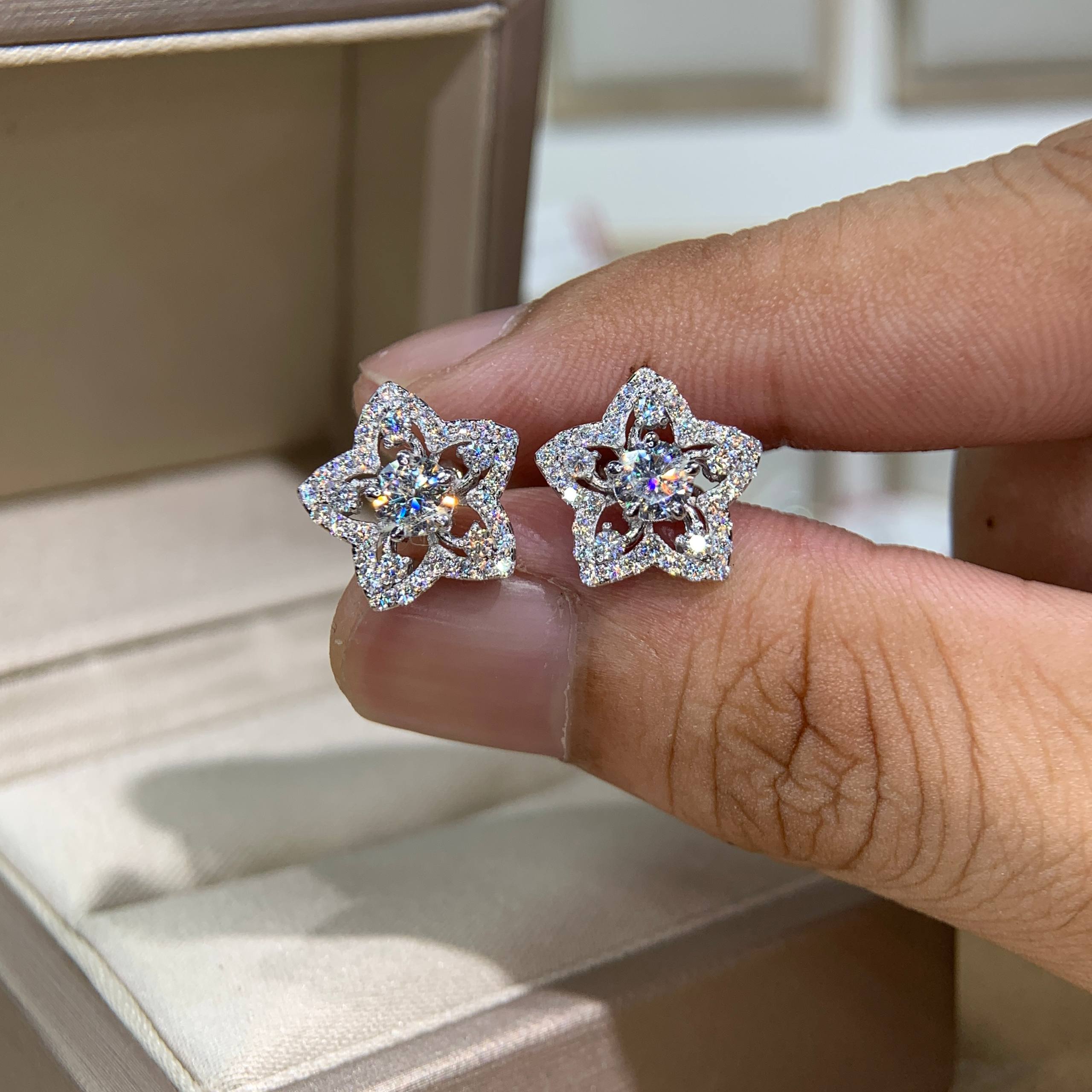 Bông tai kim cương Moissanite GRA (A133) - Ảnh 2