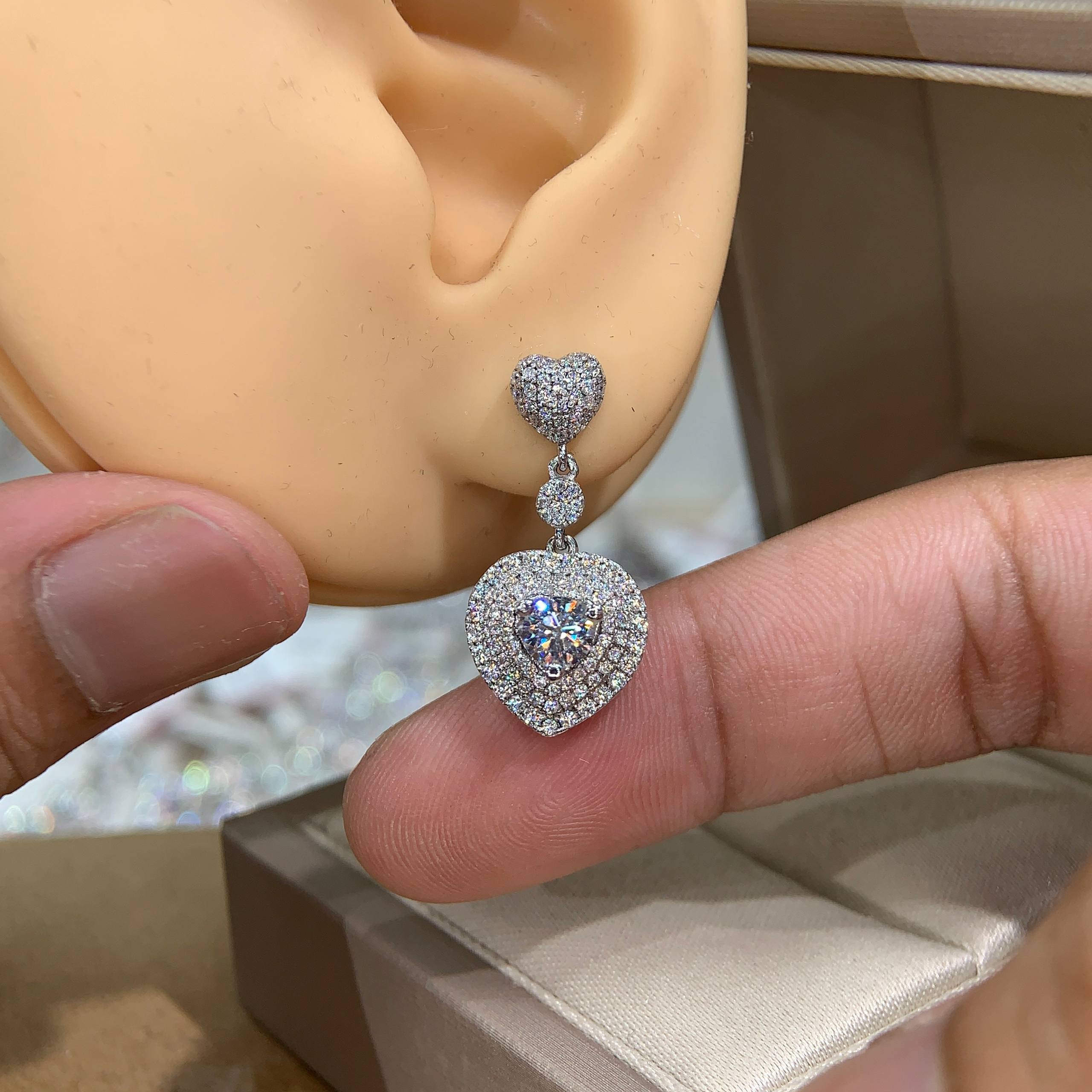 Bông tai kim cương Moissanite GRA (A472) - Ảnh 3