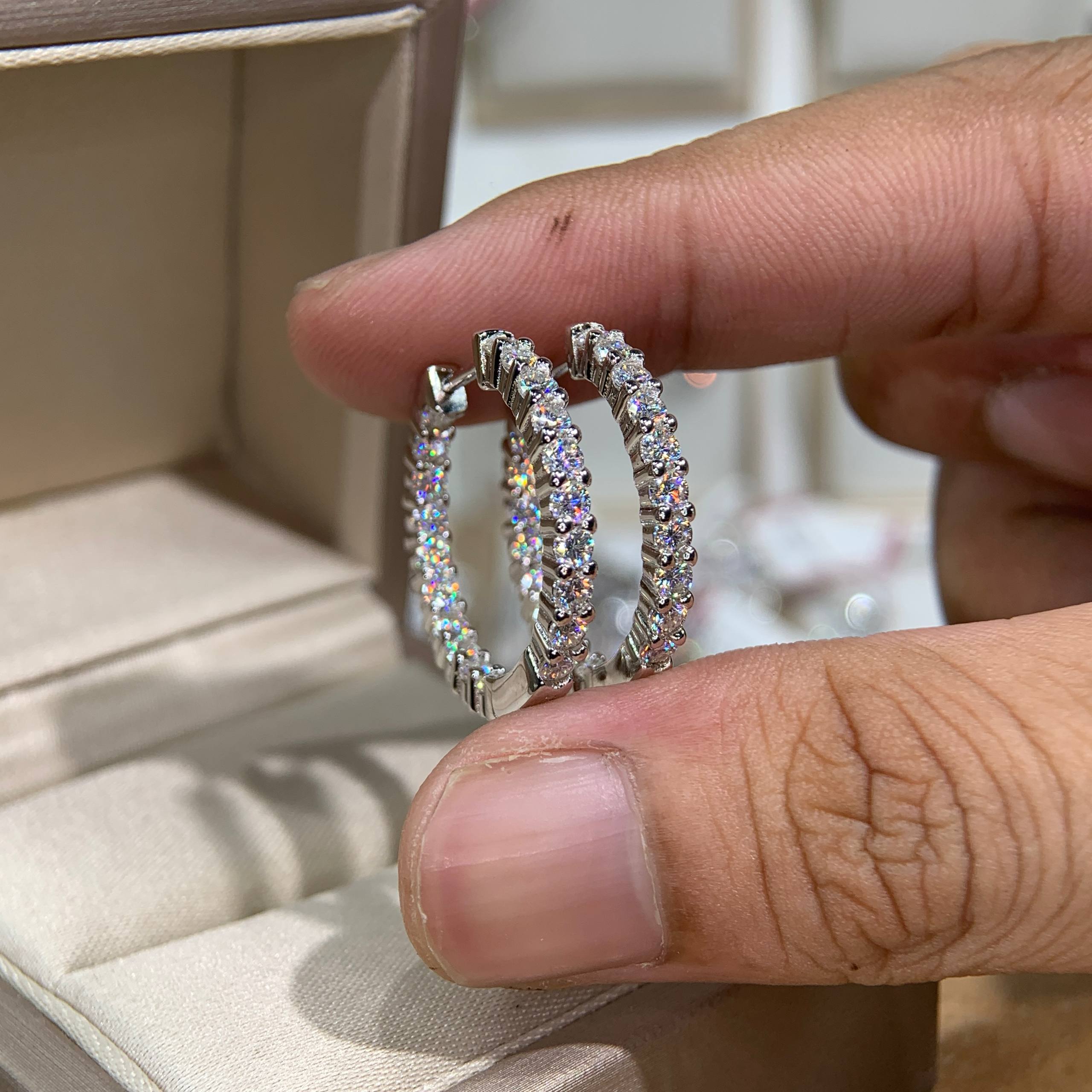 Bông tai kim cương Moissanite GRA (A200) - Ảnh 3