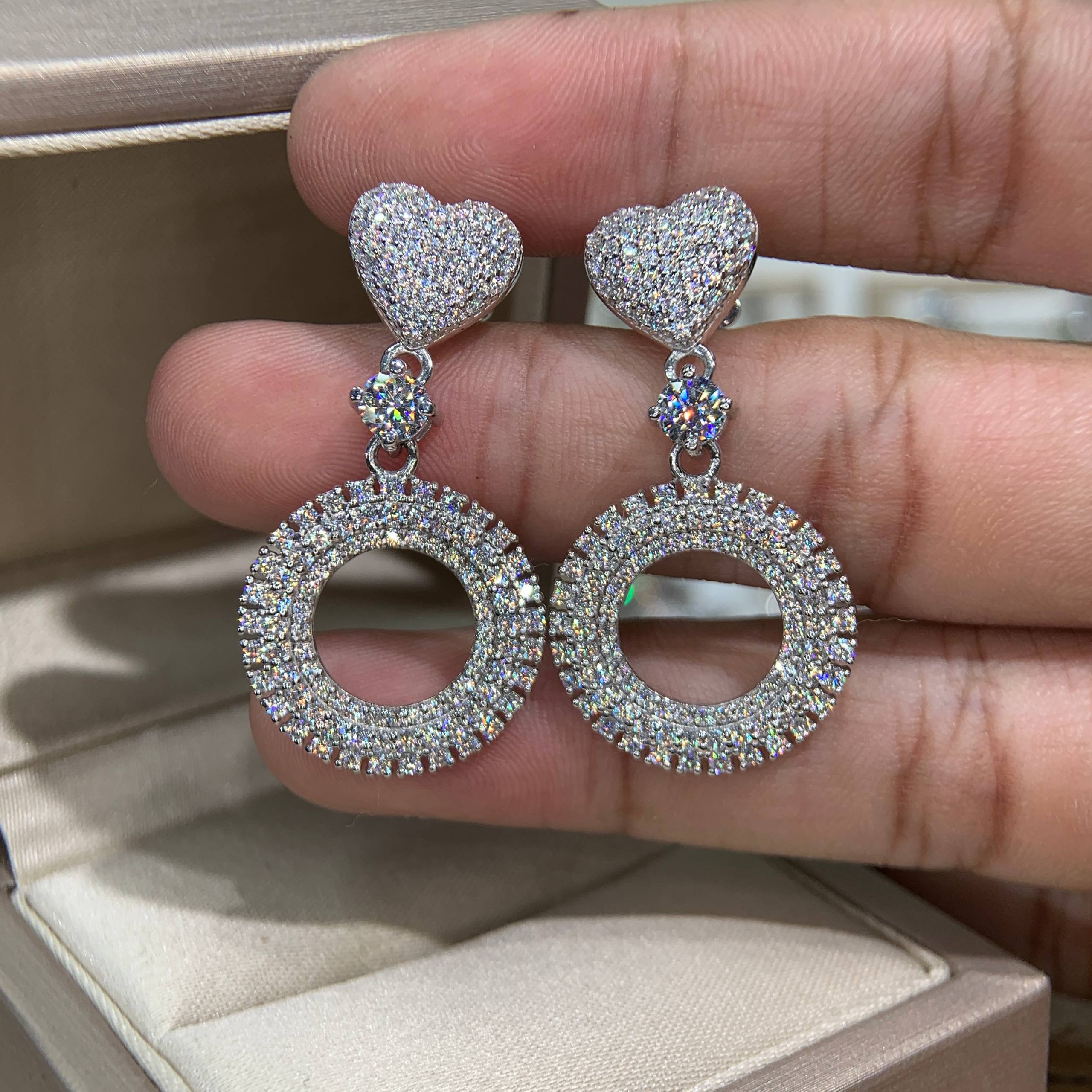 Bông tai kim cương Moissanite GRA (A784)