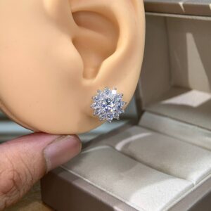 Bông tai kim cương Moissanite GRA (A218)