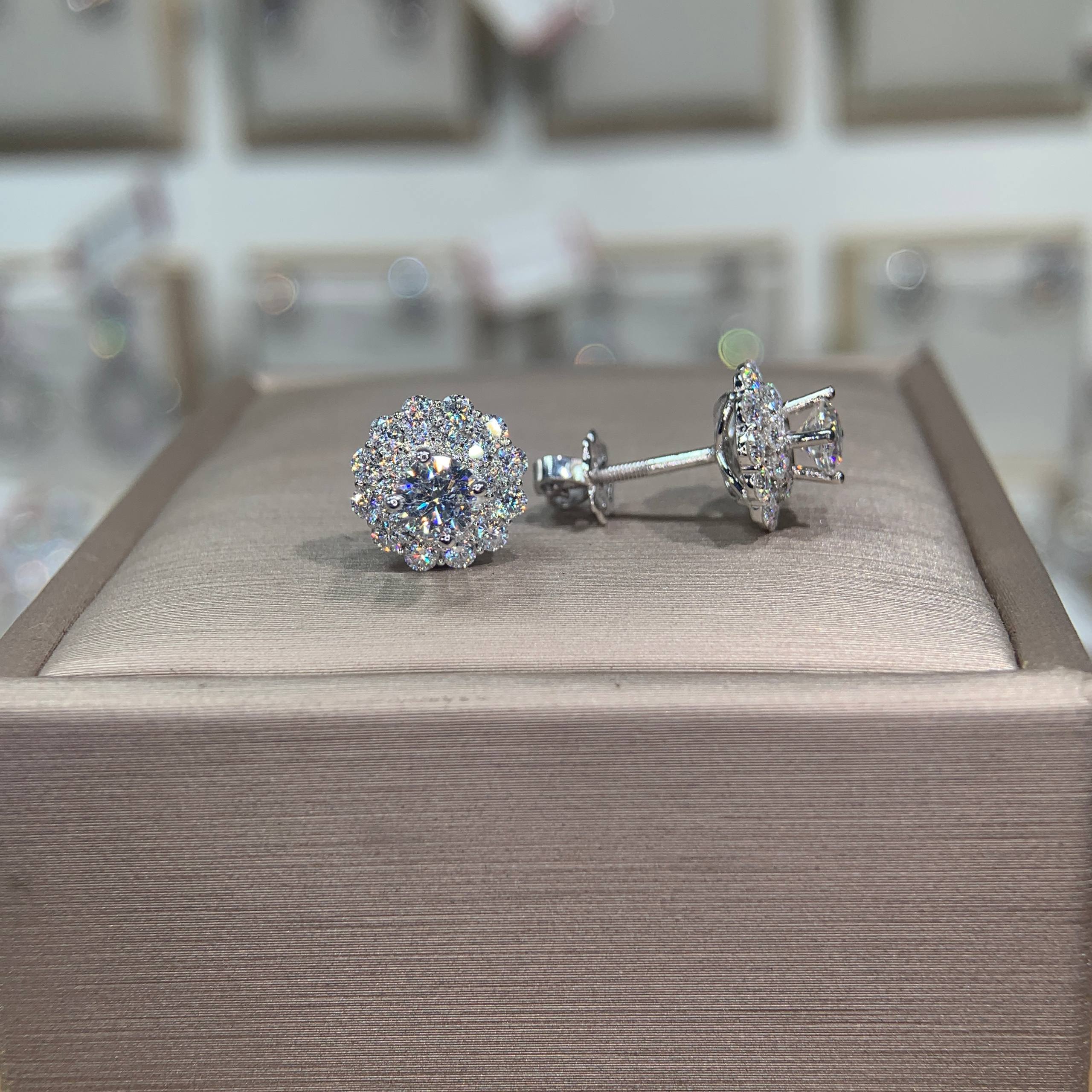 Bông tai kim cương Moissanite GRA (A132)