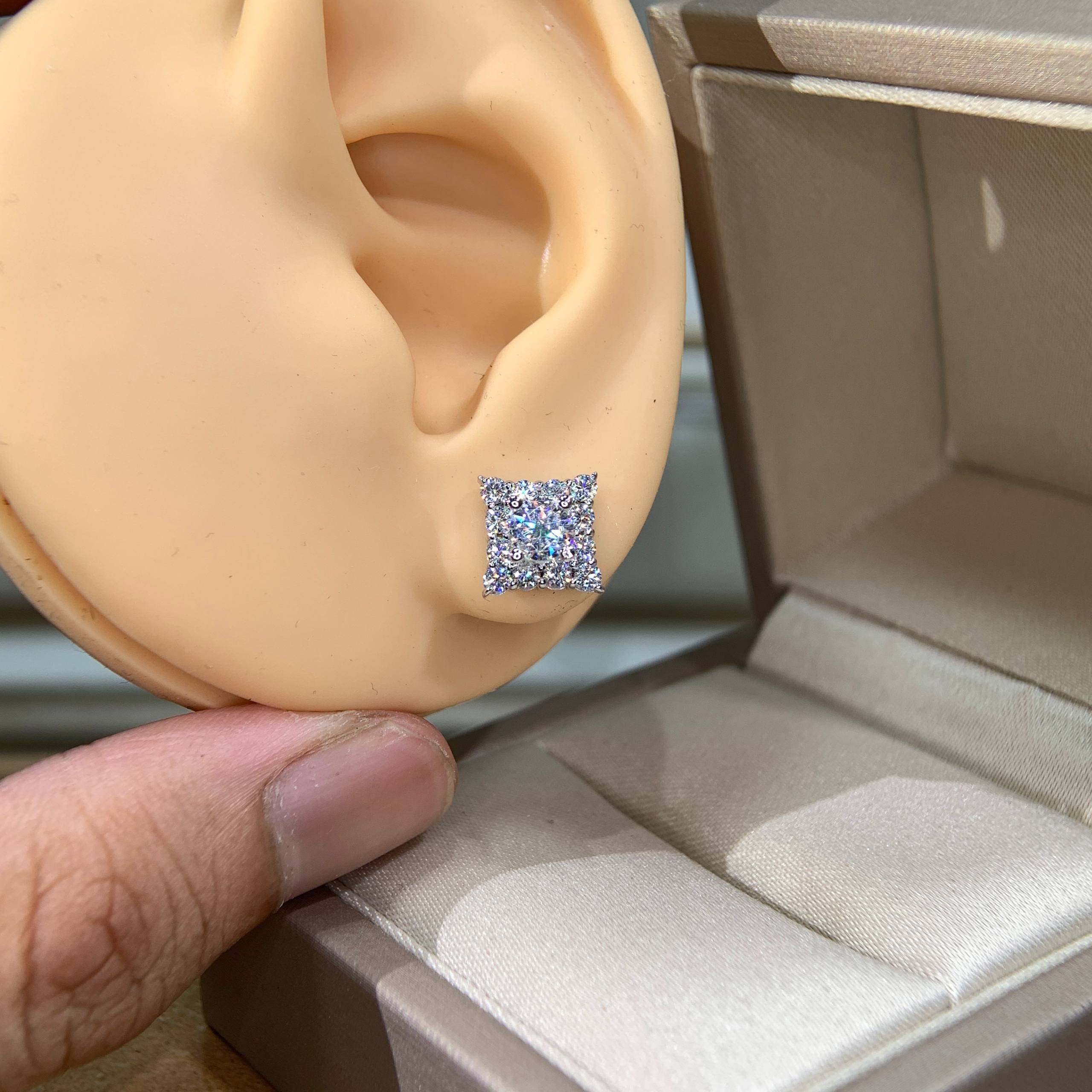 Bông tai kim cương Moissanite GRA (A128) - Ảnh 7