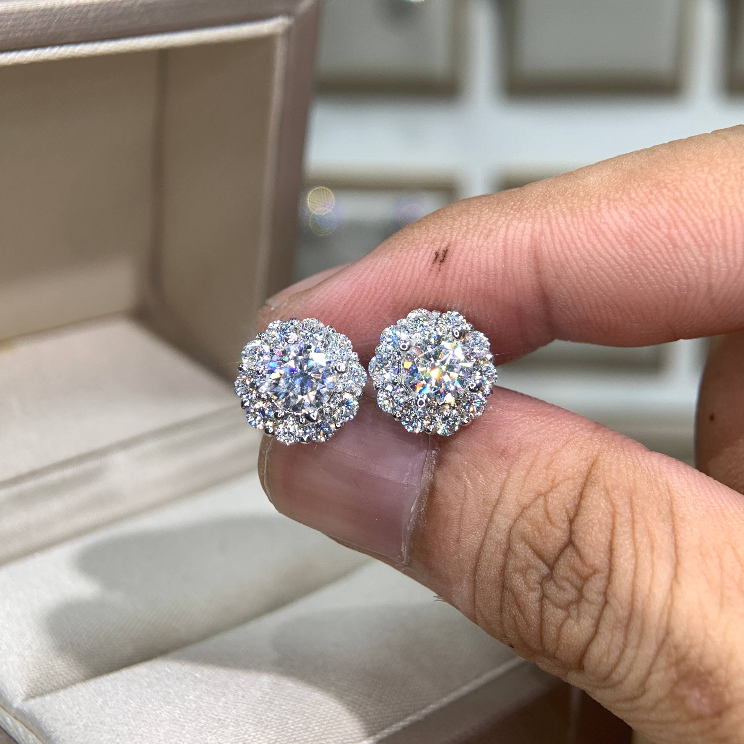 Bông tai kim cương Moissanite GRA (A222) - Ảnh 6