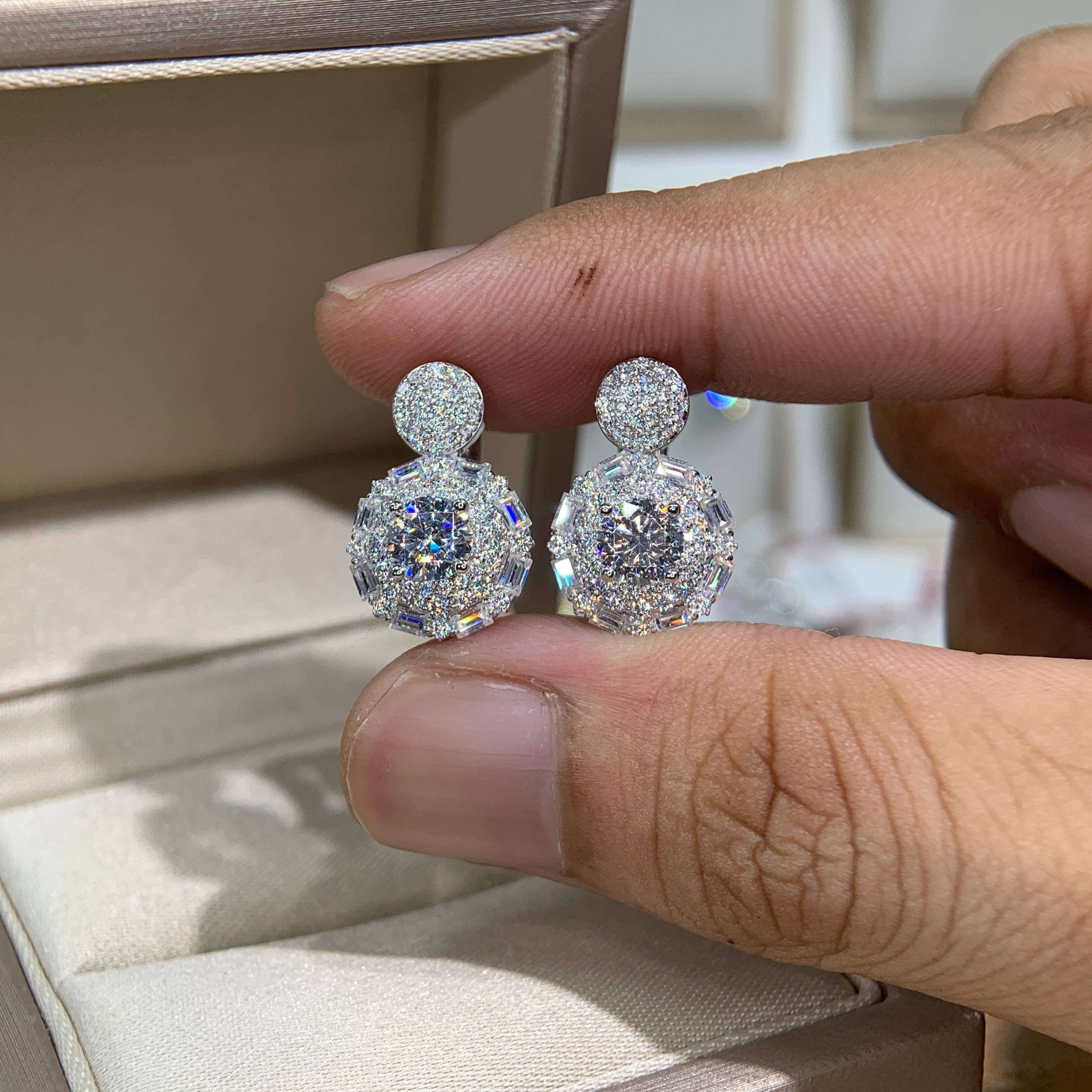 Bông tai kim cương Moissanite GRA (A948)