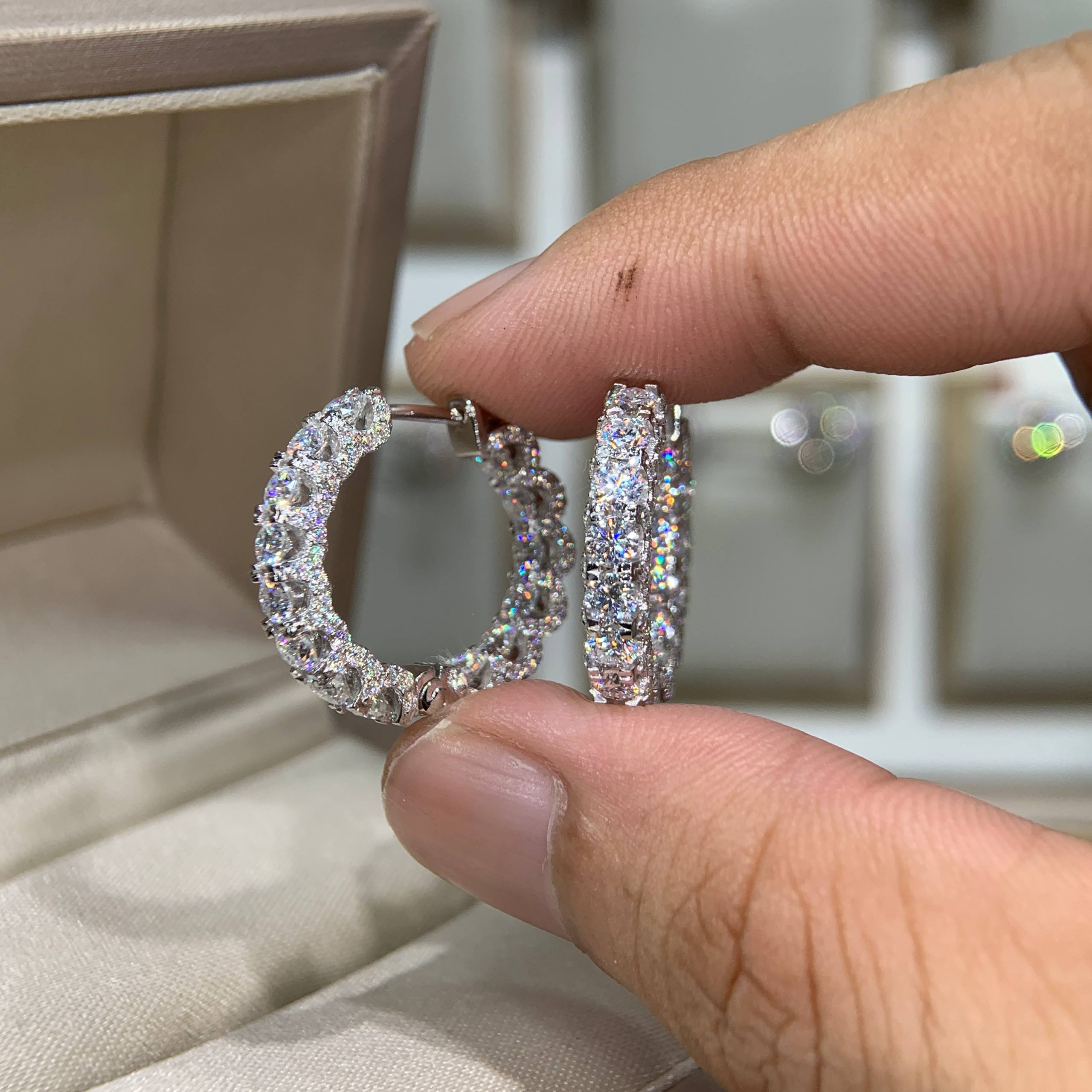Bông tai kim cương Moissanite GRA (B163) - Ảnh 3