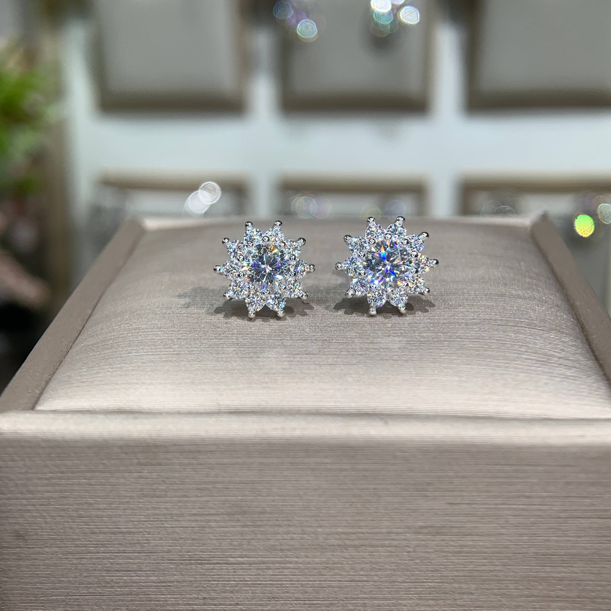 Bông tai kim cương Moissanite GRA (L51)