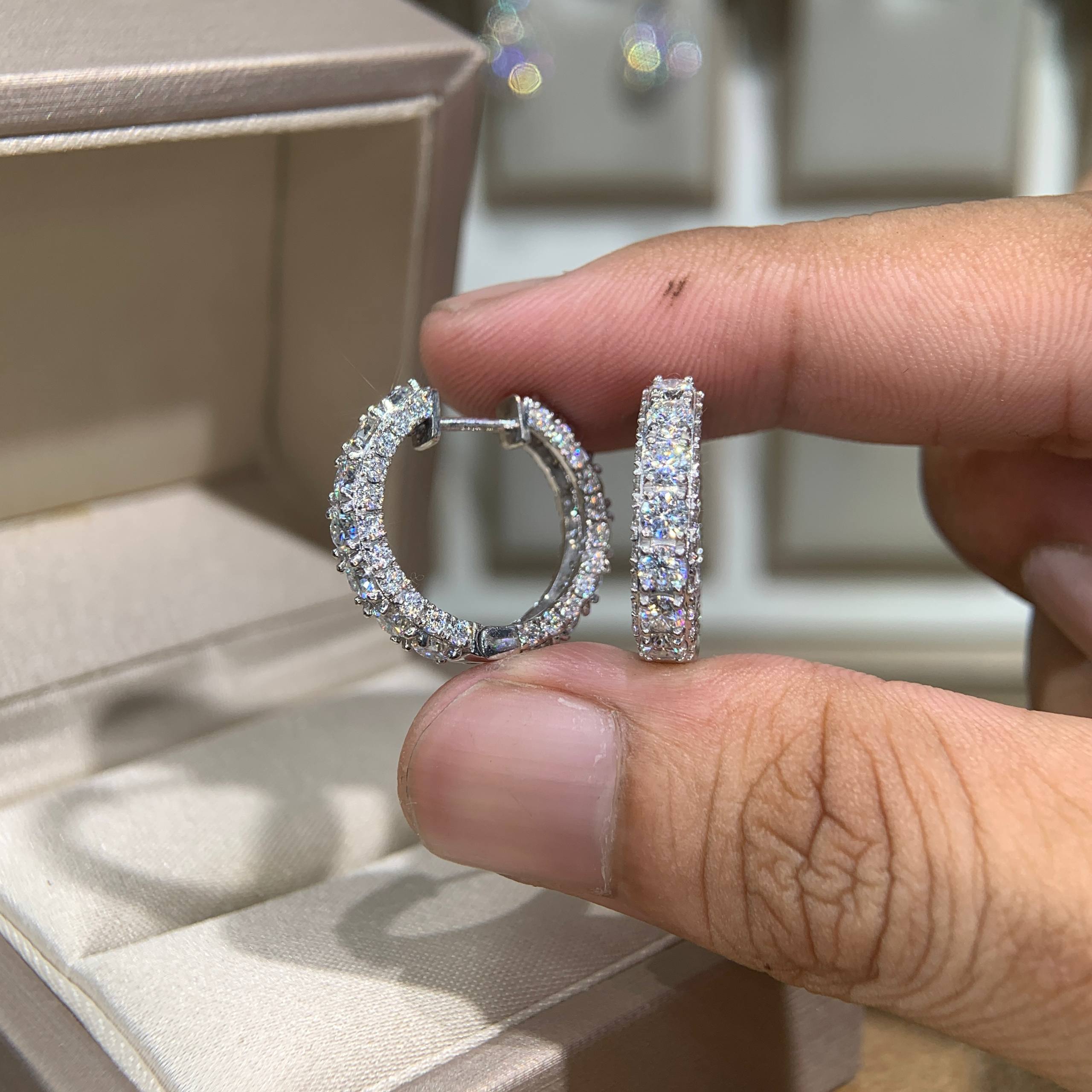 Bông tai kim cương Moissanite GRA (A816) - Ảnh 4