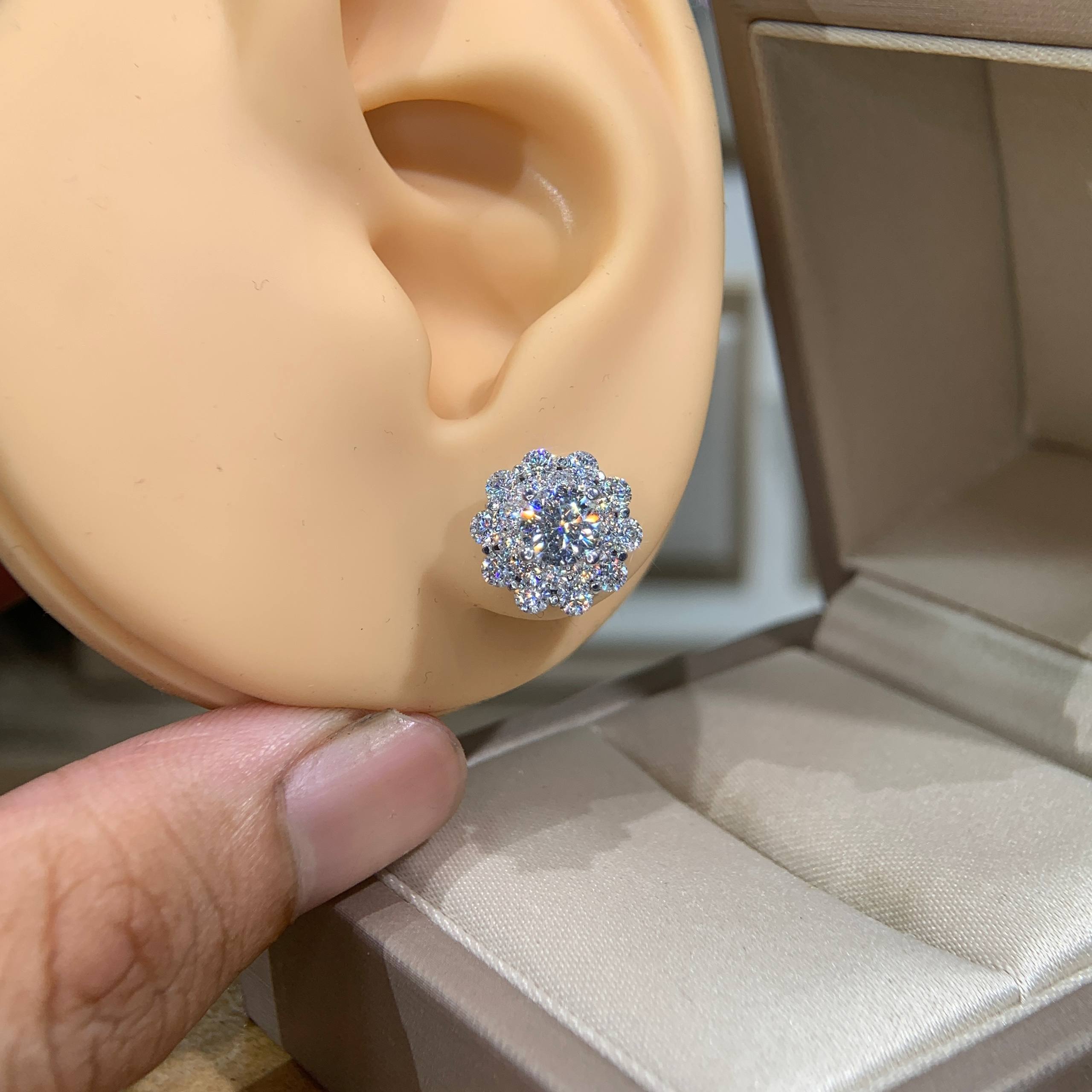 Bông tai kim cương Moissanite GRA (A212) - Ảnh 3
