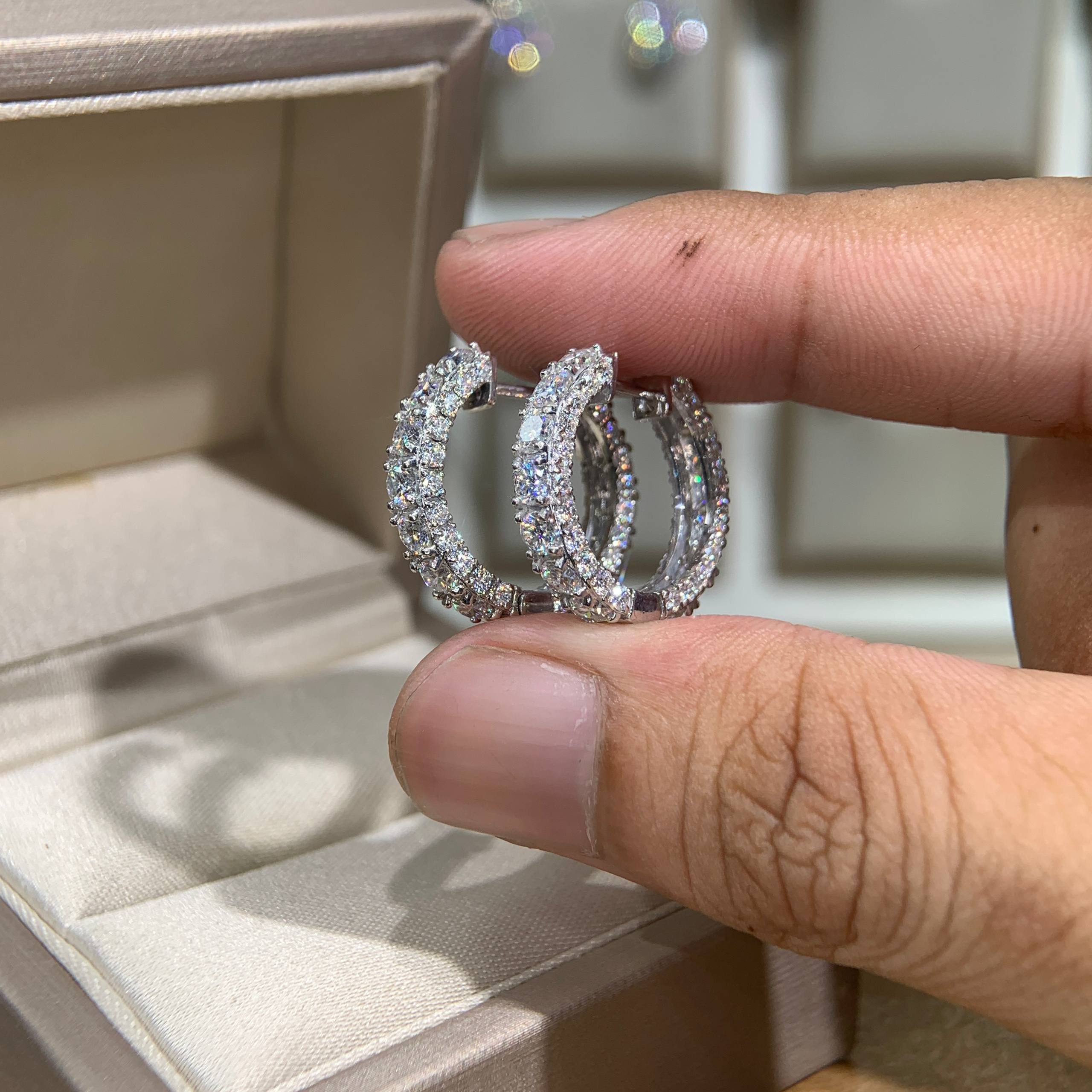 Bông tai kim cương Moissanite GRA (A816) - Ảnh 2