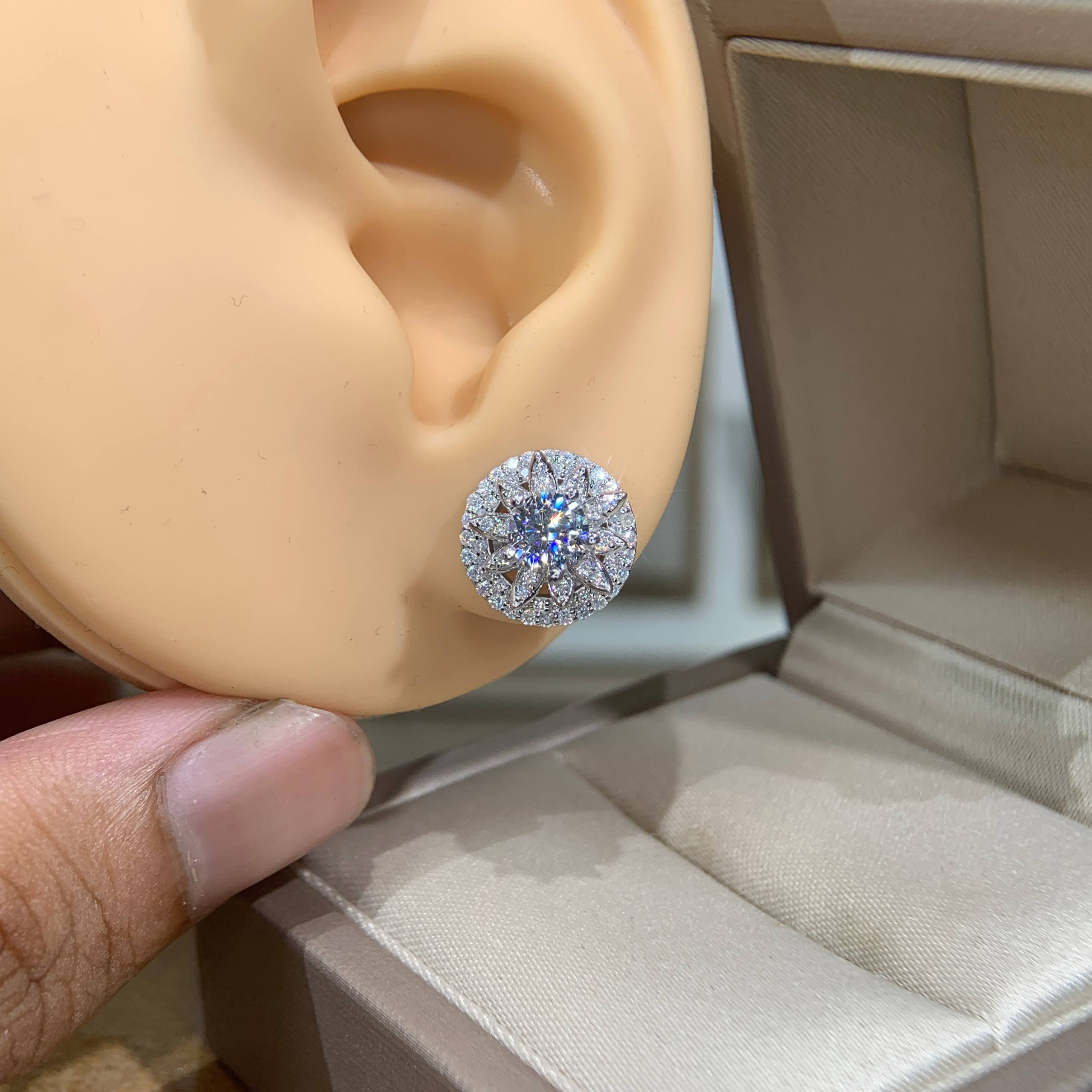 Bông tai kim cương Moissanite GRA (A075) - Ảnh 6