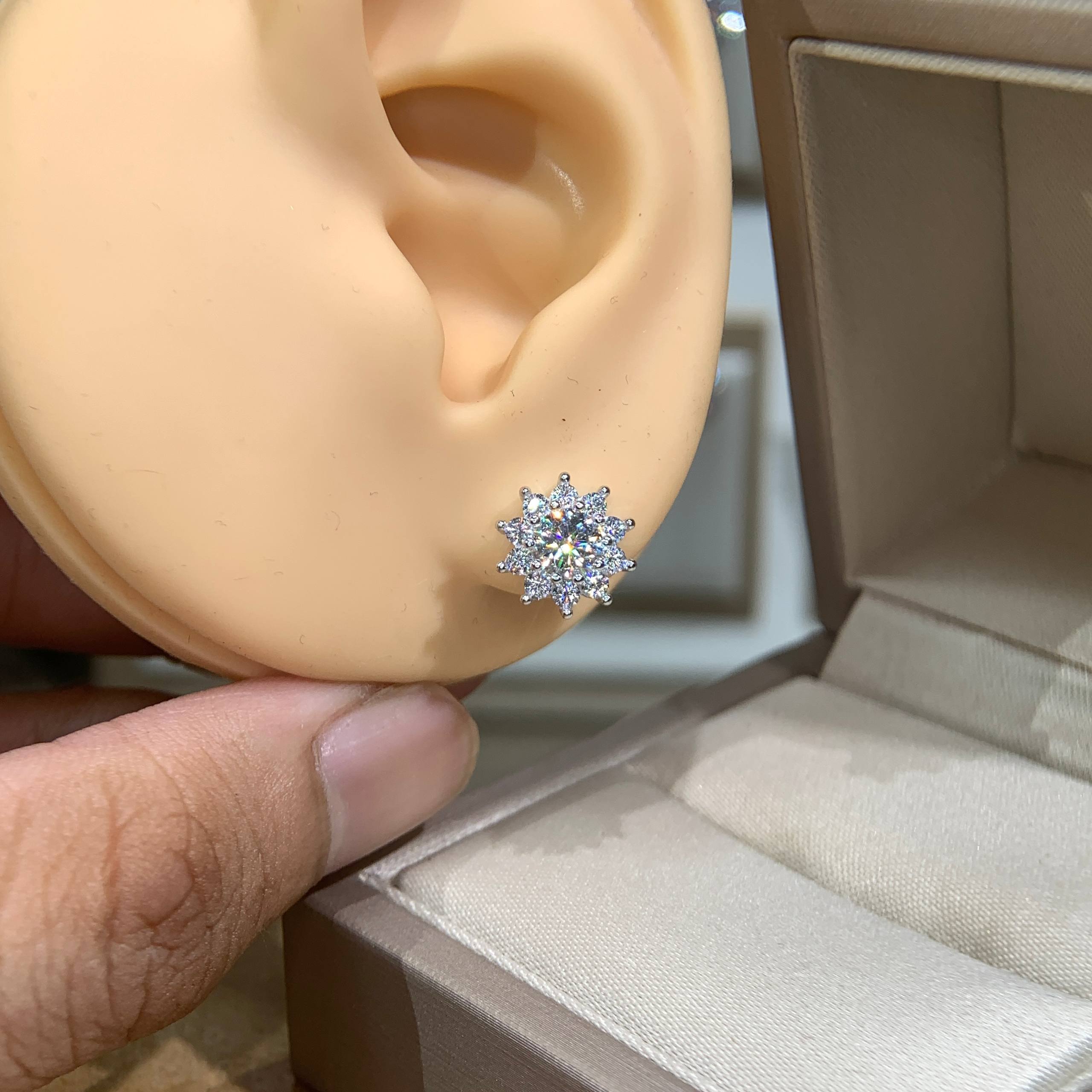 Bông tai kim cương Moissanite GRA (L51) - Ảnh 4