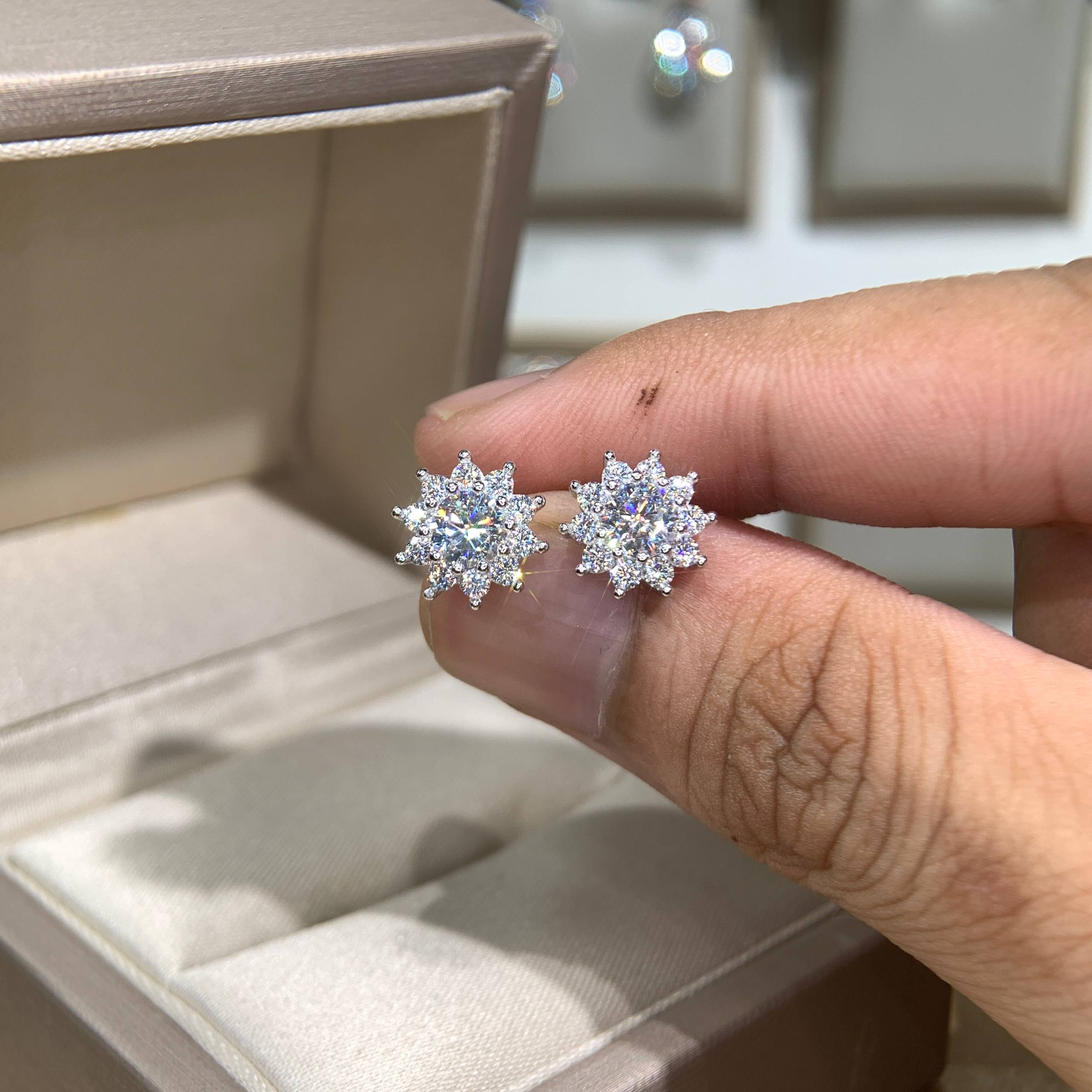 Bông tai kim cương Moissanite GRA (L51) - Ảnh 3