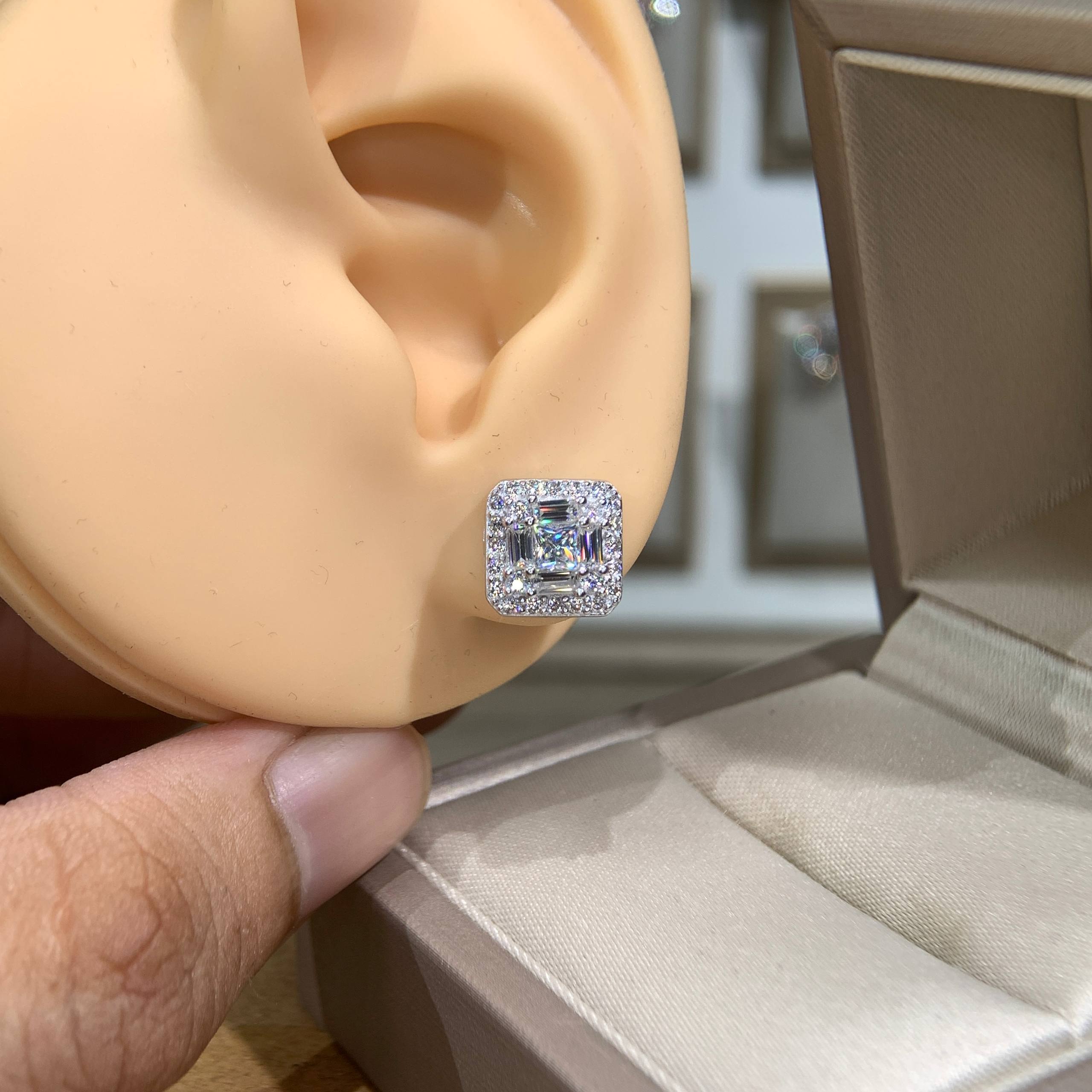 Bông tai kim cương Moissanite GRA (A005) - Ảnh 4