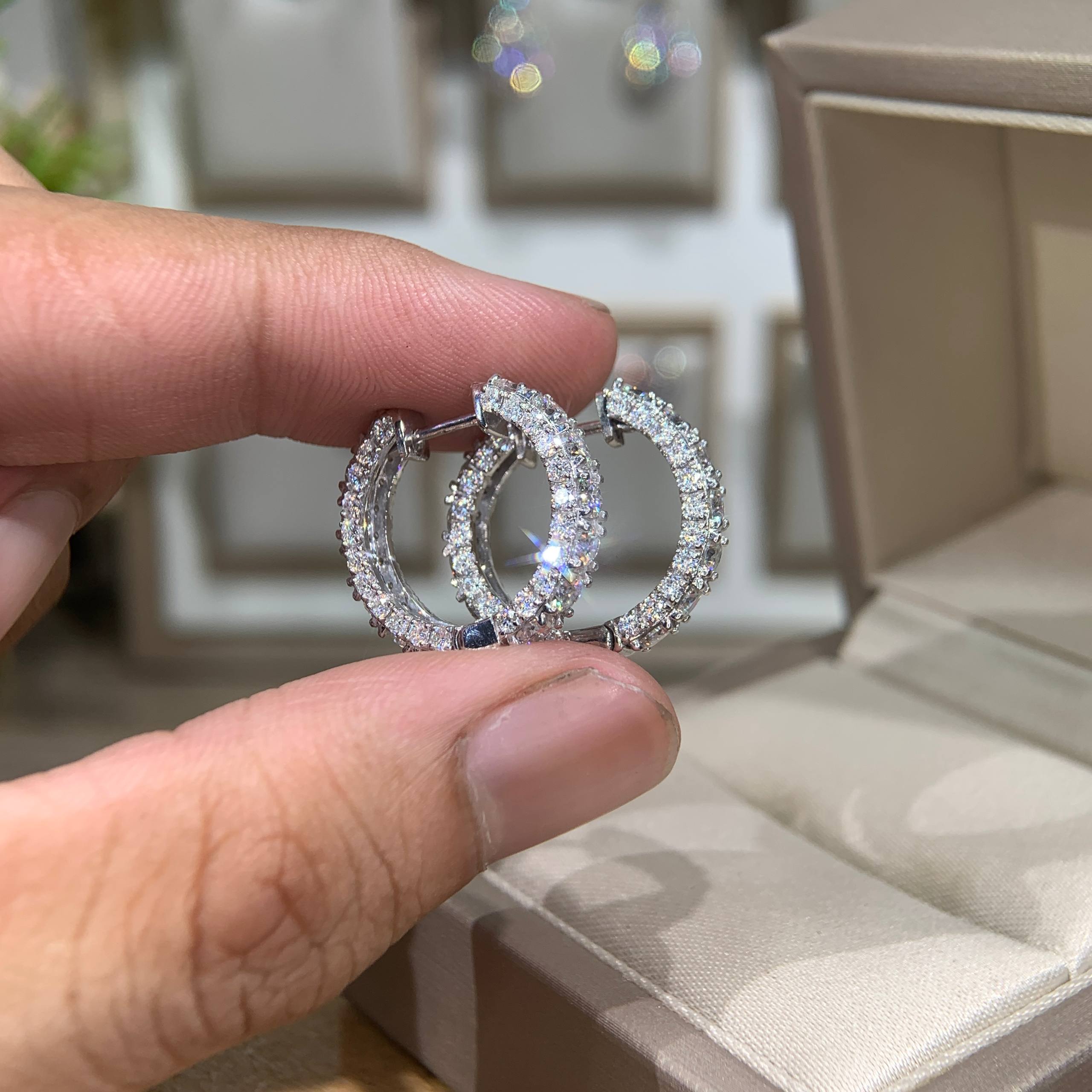 Bông tai kim cương Moissanite GRA (A816)